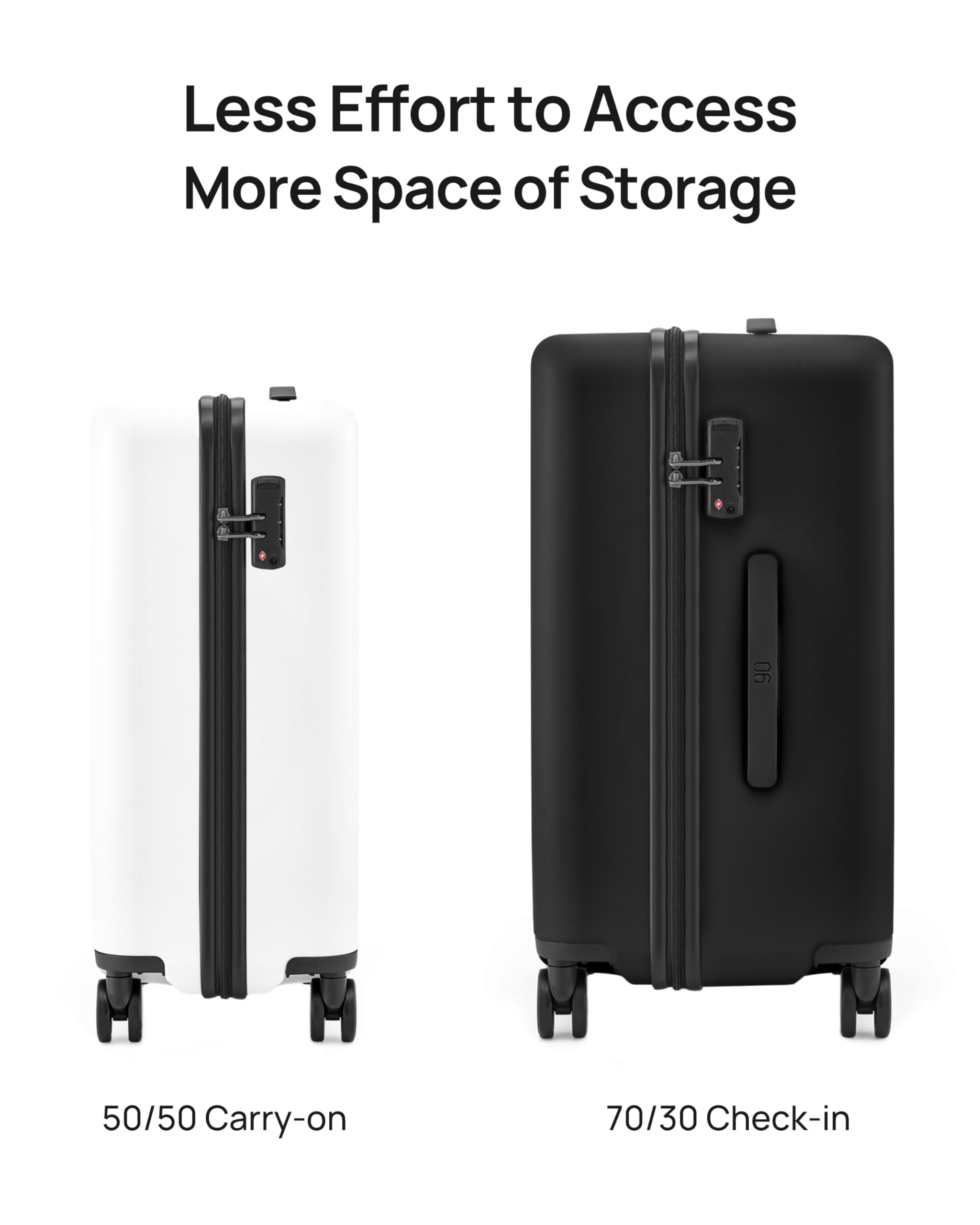 24 Inch Checked Luggage with Wheels - Hard Shell Suitcase with 70/30 Split, Wet Dry Separation, Double Spinner Wheels & TSA Lock - Medium Hardside Trunk for Air Travel (Black) - Perfect for Business Trips, Vacations & International Travel