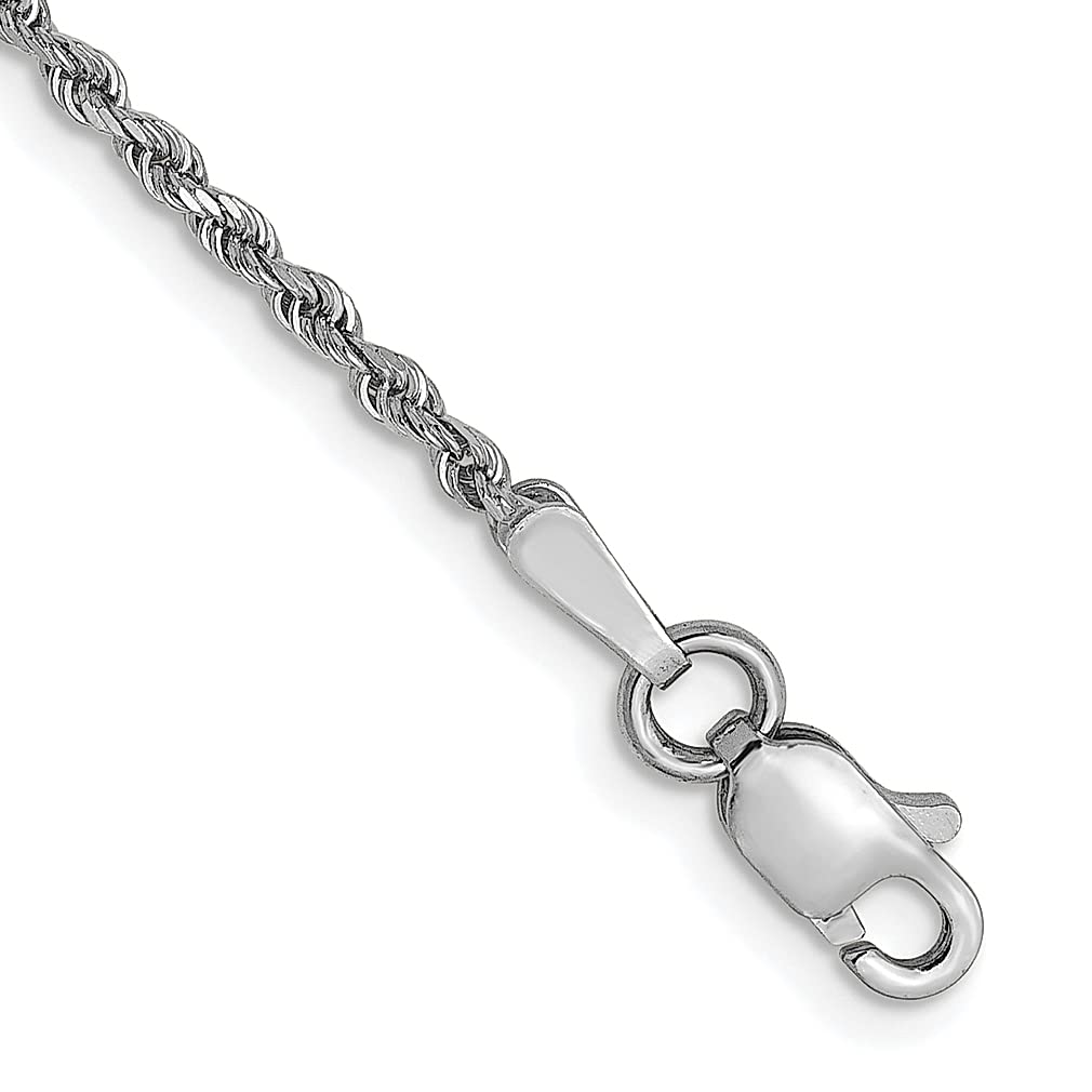 14K White Gold 1.5mm Rope Chain Anklet - 8 Inch Dainty Ankle Bracelet for Women | Elegant Beach Jewelry, Perfect Gift for Her, Birthday, Anniversary & Special Occasions