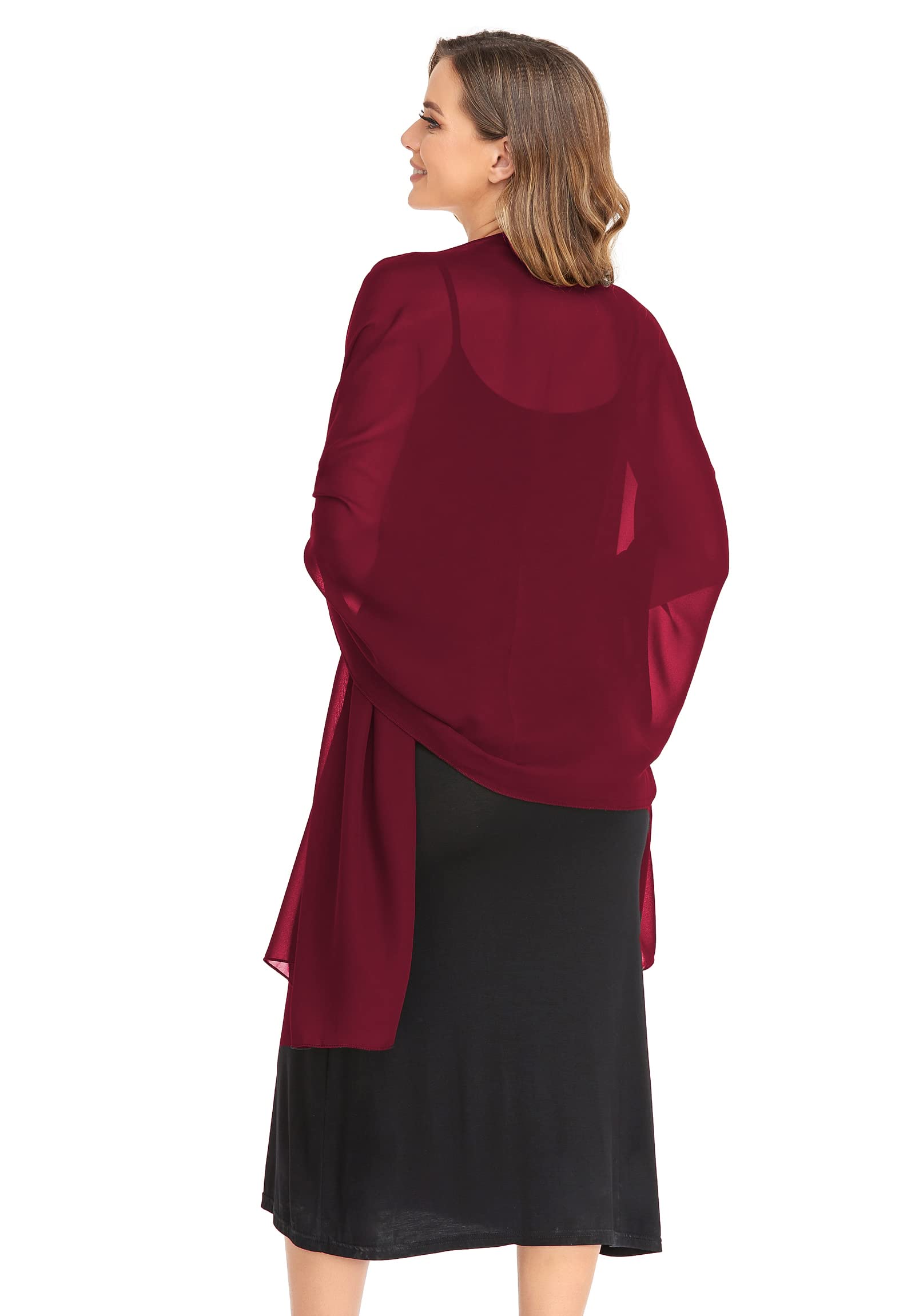 Elegant Sheer Chiffon Shawl Wrap for Women - Soft Silky Bridal Scarf for Wedding, Evening Dresses & Special Occasions - Perfect for Formal Events, Date Nights & Church Gatherings