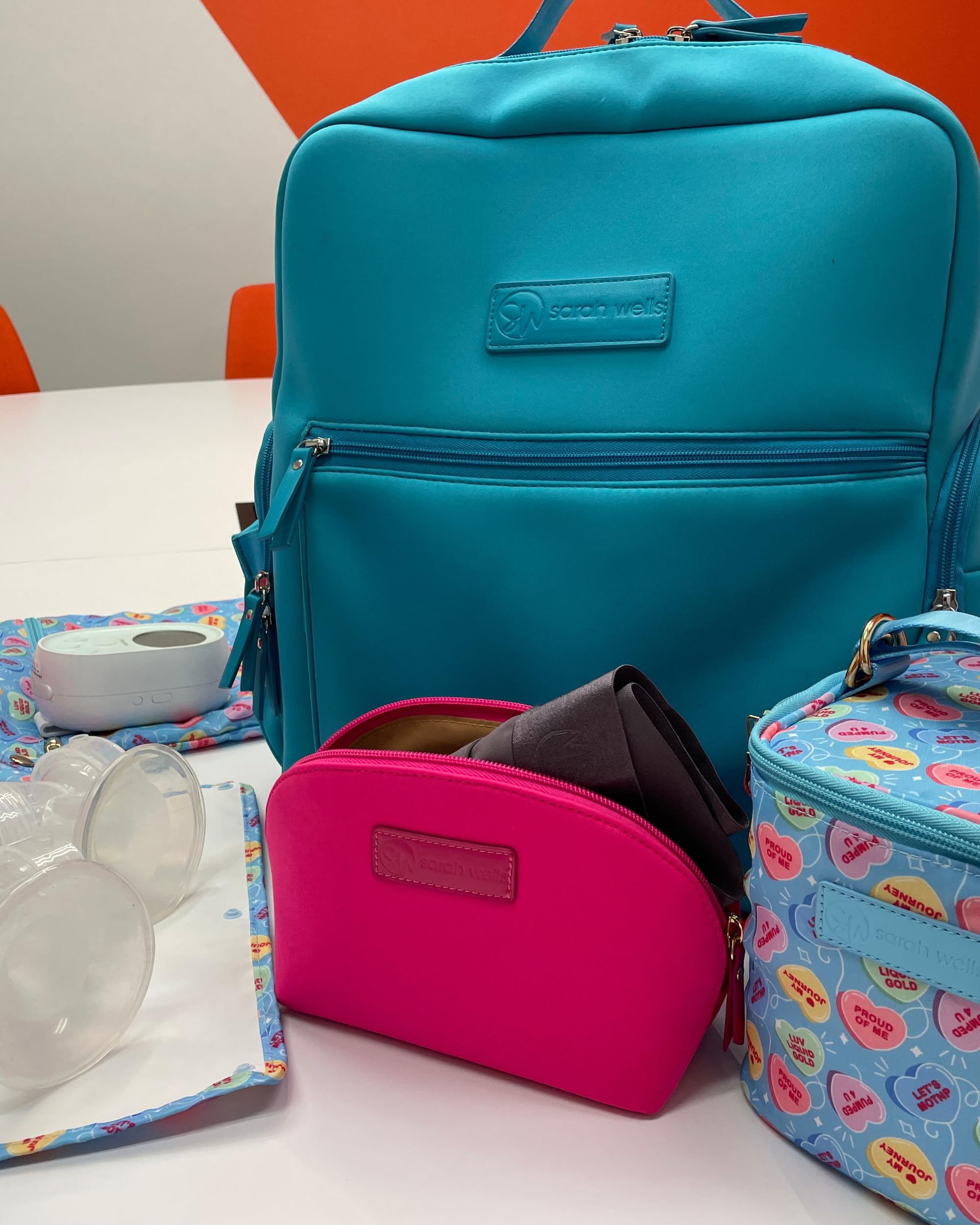 Sarah Wells PackSWell Trio Neoprene Organization Bags - Waterproof Travel Accessories for Makeup, Toiletries & Jewelry (Sky Blue) - Perfect for Gym, Vacation & Daily Use