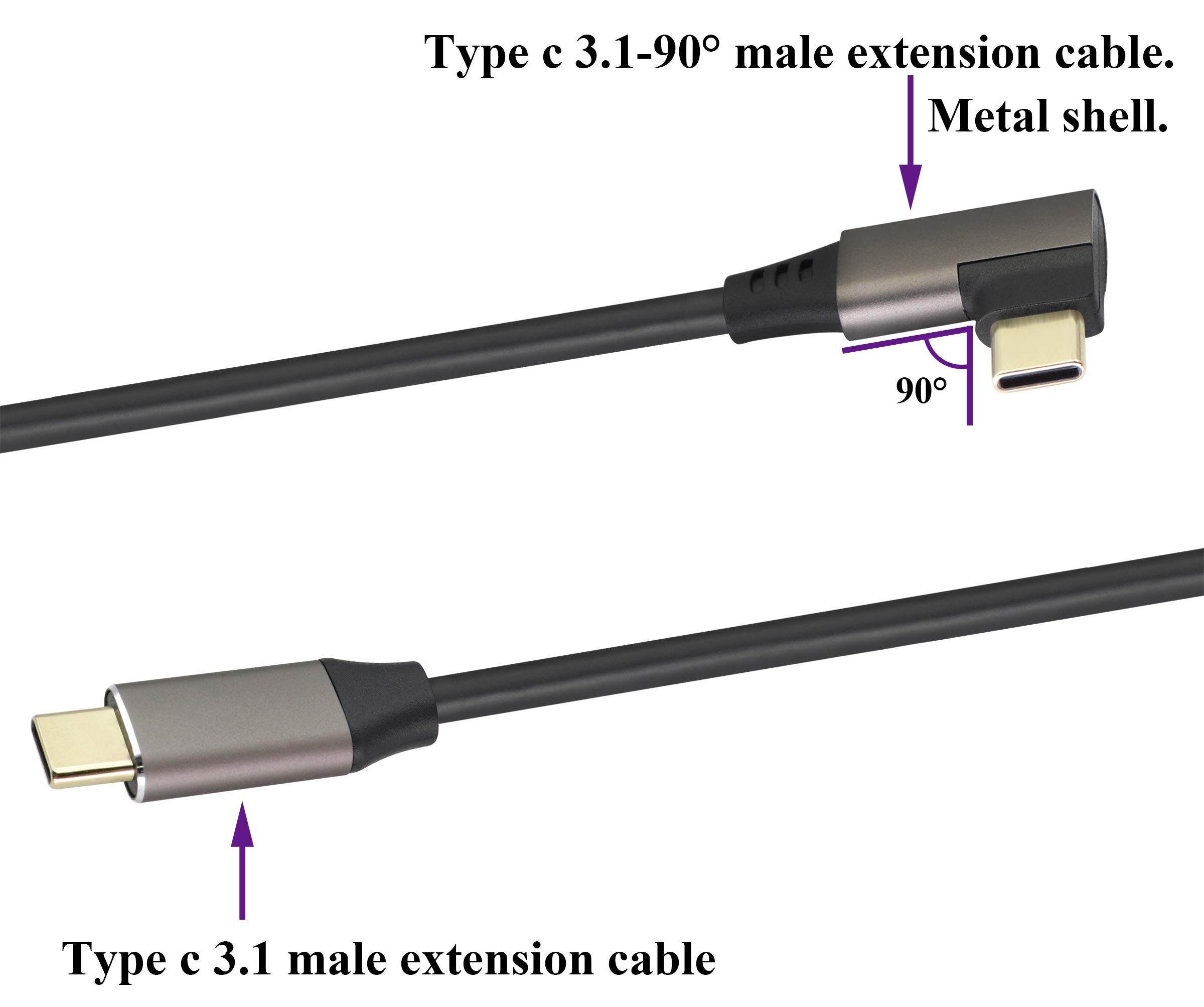 High-Speed Right Angle USB C to USB C 3.1 Gen 2 Cable 10Gbps - 2Ft USB Type C Male to Male Fast Charging & Data Sync Cable for Google Pixel 4/3/XL, Samsung Galaxy Note 10/S20, MacBook - Perfect for Home Office, Gaming & Travel Charging