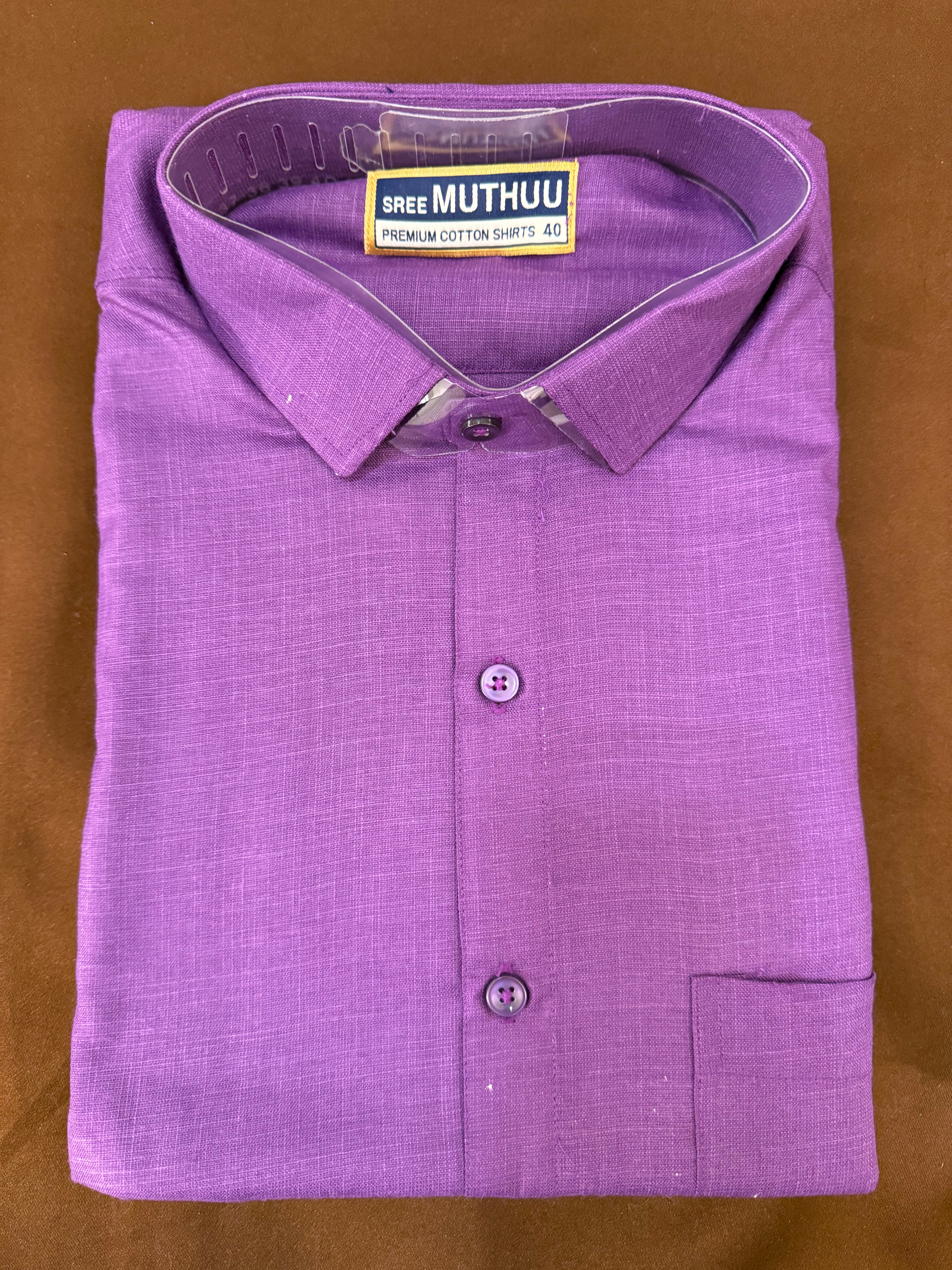Stylish Violet Cotton Men's Shirt with Embroidered Border - Perfect for Casual Wear, Festivals & Traditional Occasions