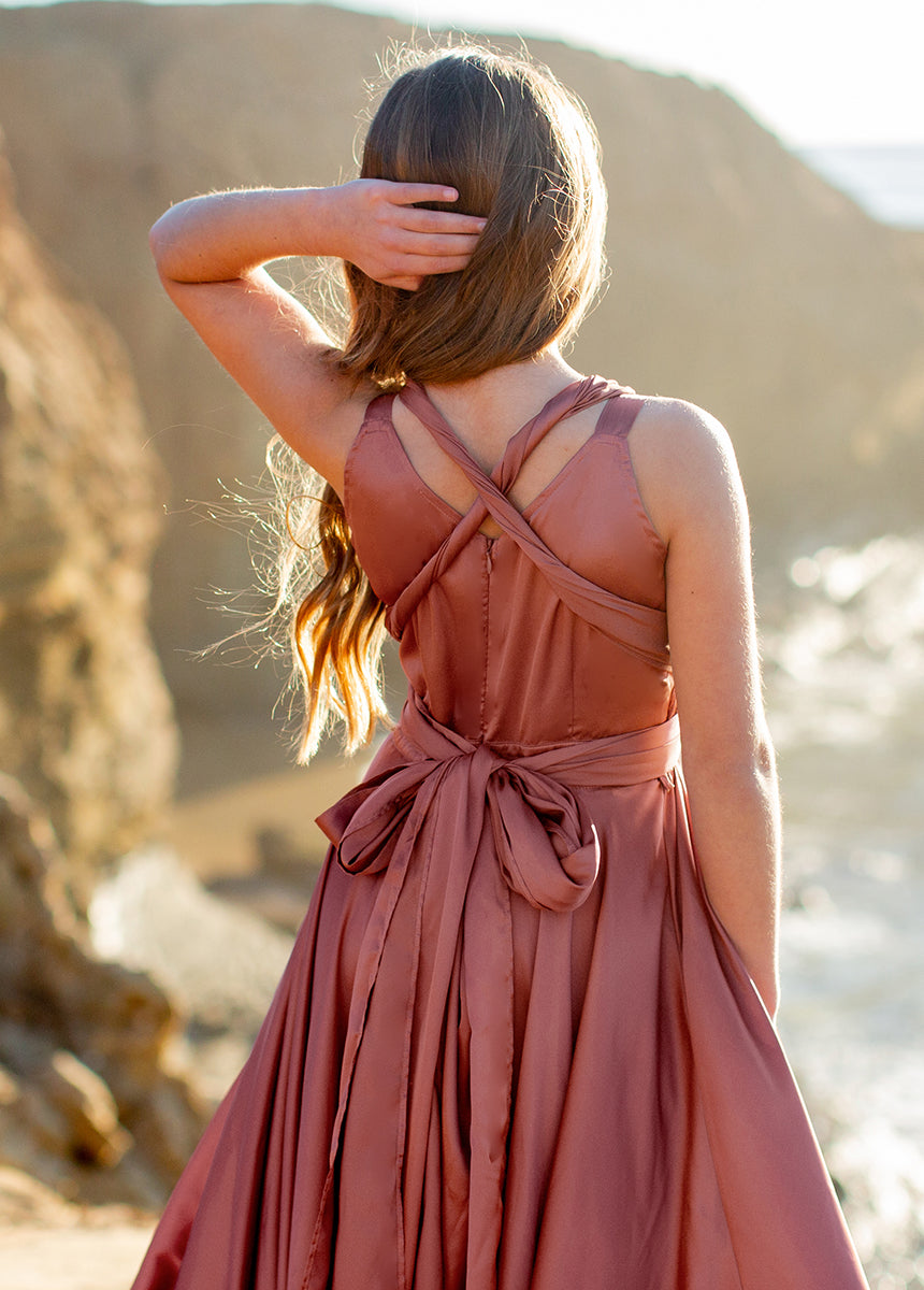 Junie Impact Dress in Cedarwood - Stylish Women's Flowy Midi Dress for Casual Wear, Office & Date Nights