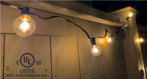 G40 String Lights - 5W Warm White Shatterproof Glass Bulbs, 18-Gauge Wire, Dimmable Globe Fairy Lights - 100ft Outdoor Hanging Lights for Backyard, Patio, Porch, Garden, Wedding, Party & Holiday Decorations