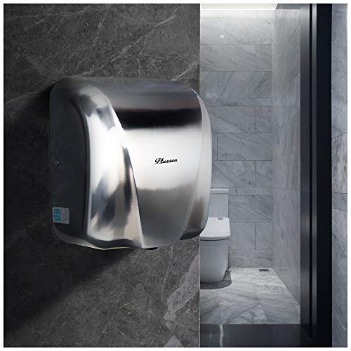 Commercial Automatic Hand Dryer 1800W Heavy Duty Stainless Steel - Fast 10-Second Drying for Bathrooms, Restaurants & Public Restrooms - Compact Electric Hand Blower (Silver) - Ideal for High-Traffic Washrooms, Hospitals, and Office Buildings