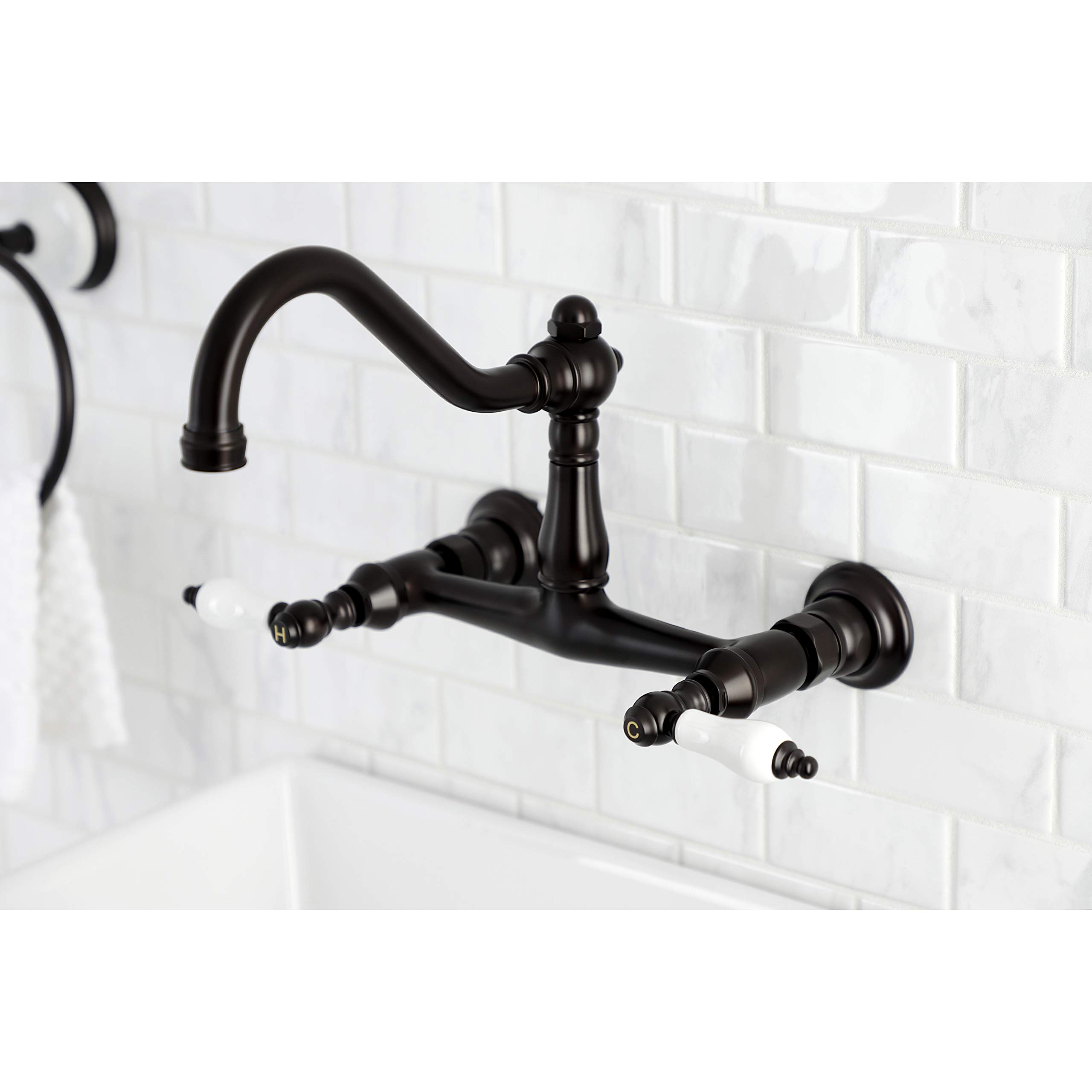 Kingston Brass KS3245PL Vintage Bathroom Faucet - Oil Rubbed Bronze Finish - 14.13 x 11.69 x 7.56 Inches - Perfect for Classic Bathroom Renovations & Powder Room Upgrades
