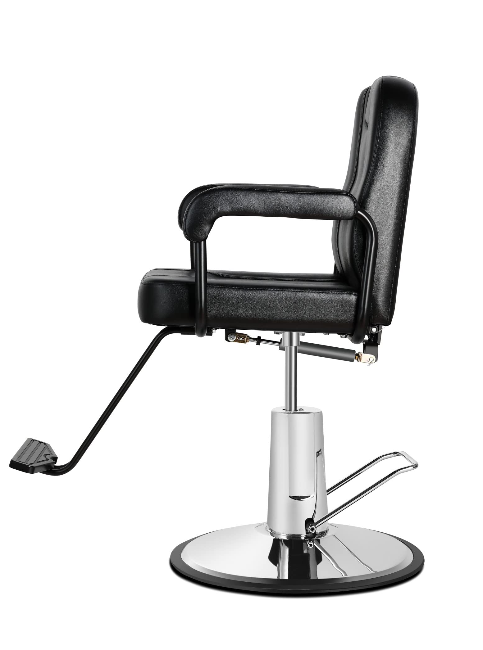 **Black Hydraulic Pump Styling Chair - 360° Swivel Barber Salon Chair with Reclining Function for Hair Styling, Spa & Beauty Parlors**    *Perfect for professional salons, barber shops, home grooming, and spa treatments.*