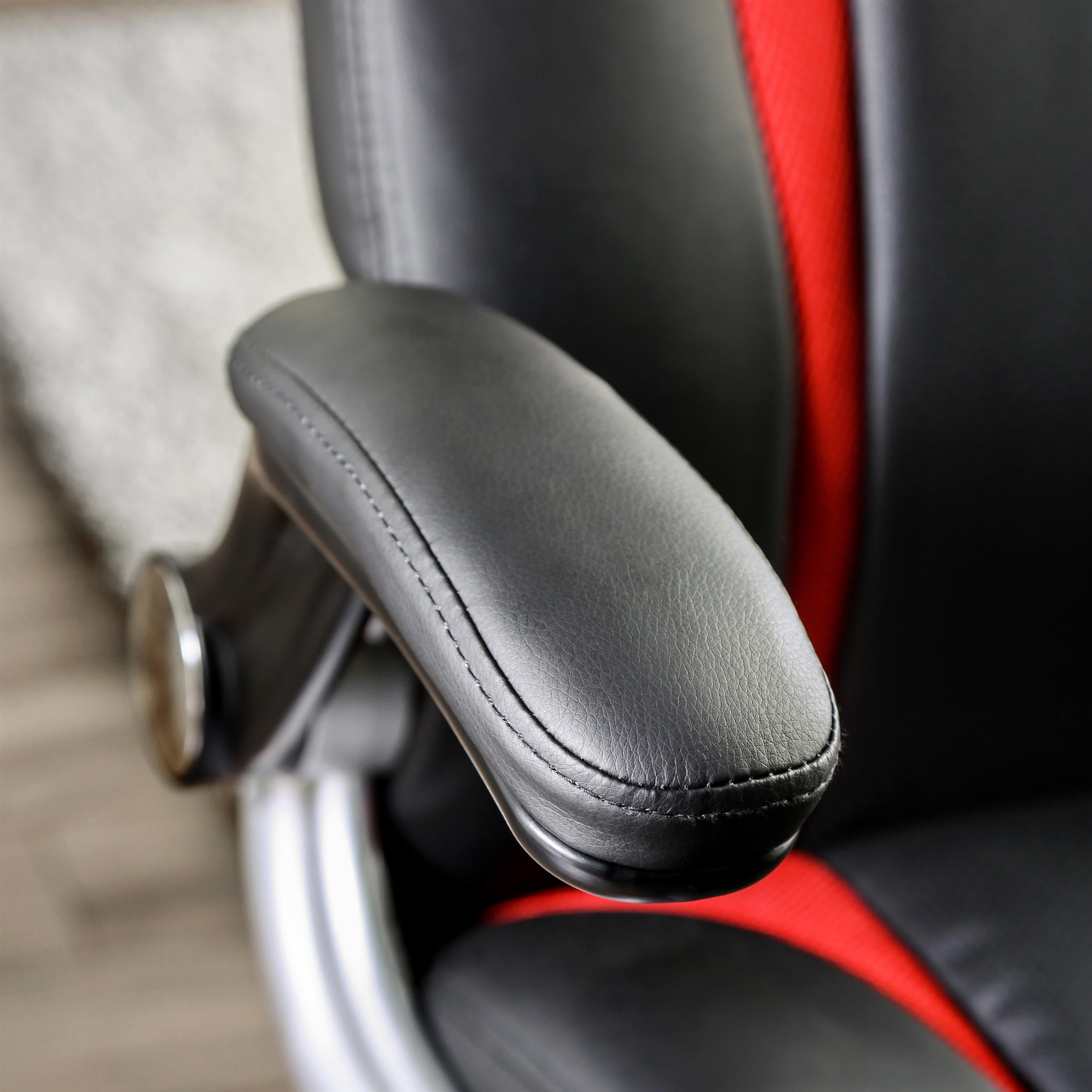 Furniture of America Trevor Black Faux Leather Adjustable Office Chair - Ergonomic Desk Chair for Home & Office Workspace