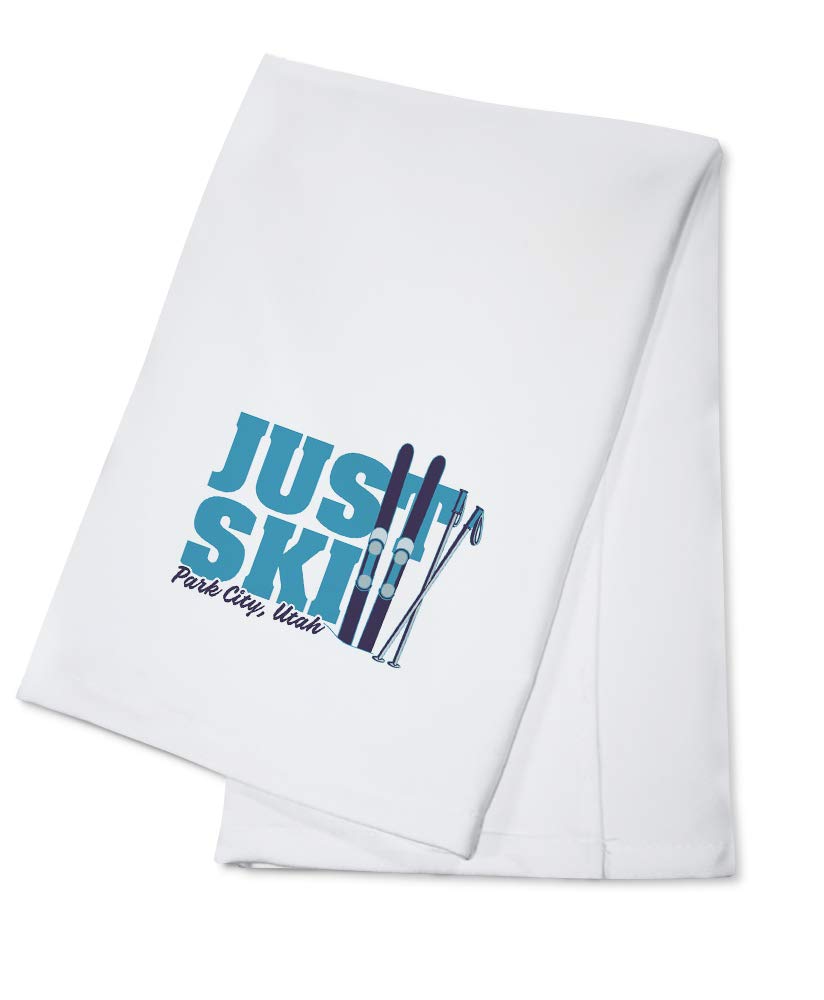 Park City Utah Ski Decor - 100% Cotton Tea Towel with Ski Boards & Poles - Decorative Hand Towel for Kitchen, Home & Ski Lodge Decor