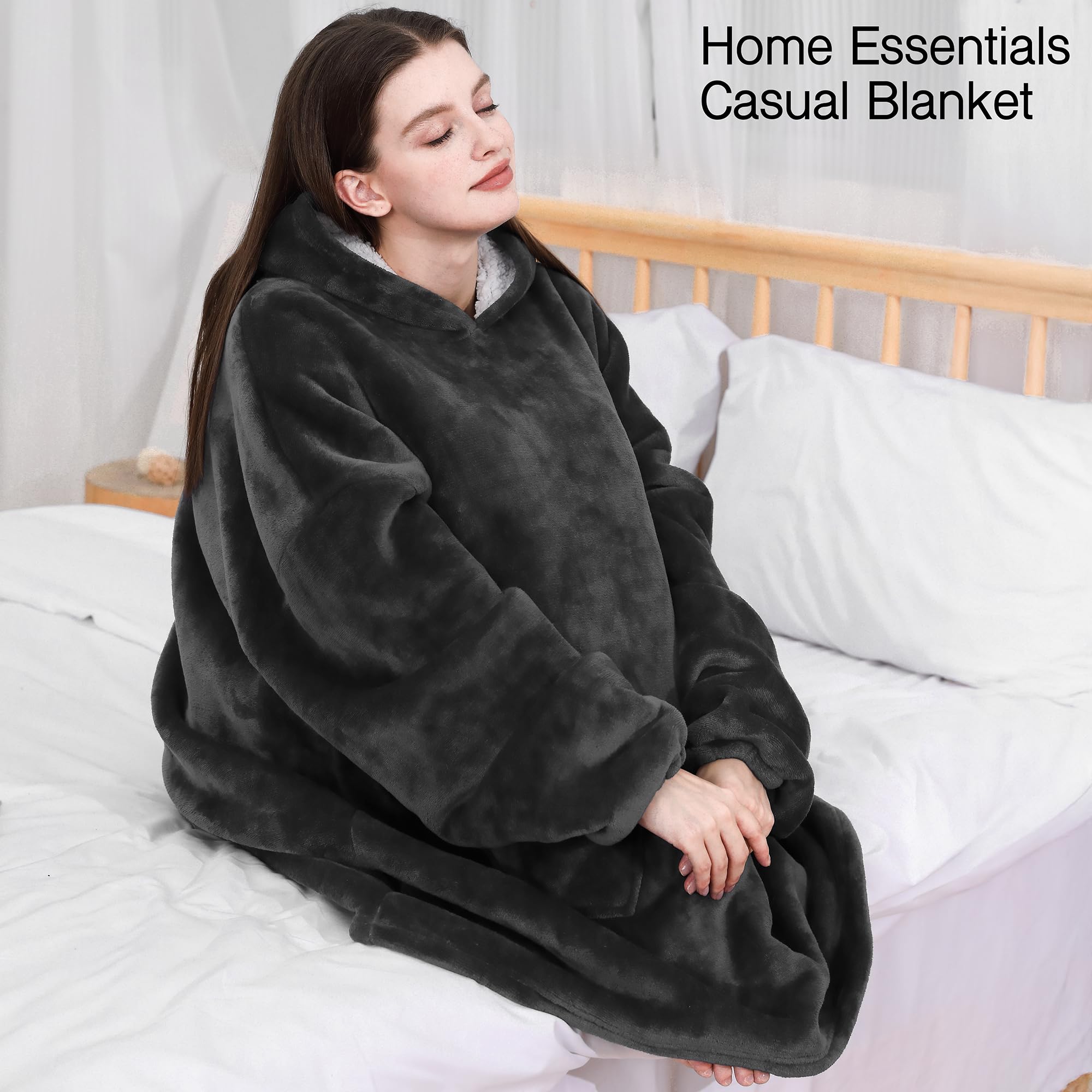 Sherpa Wearable Blanket Hoodie - Oversized Soft Plush Hooded Blanket for Adults | Warm Christmas & Birthday Gifts for Women & Teens | Perfect for Lounging, Netflix Nights & Winter Comfort