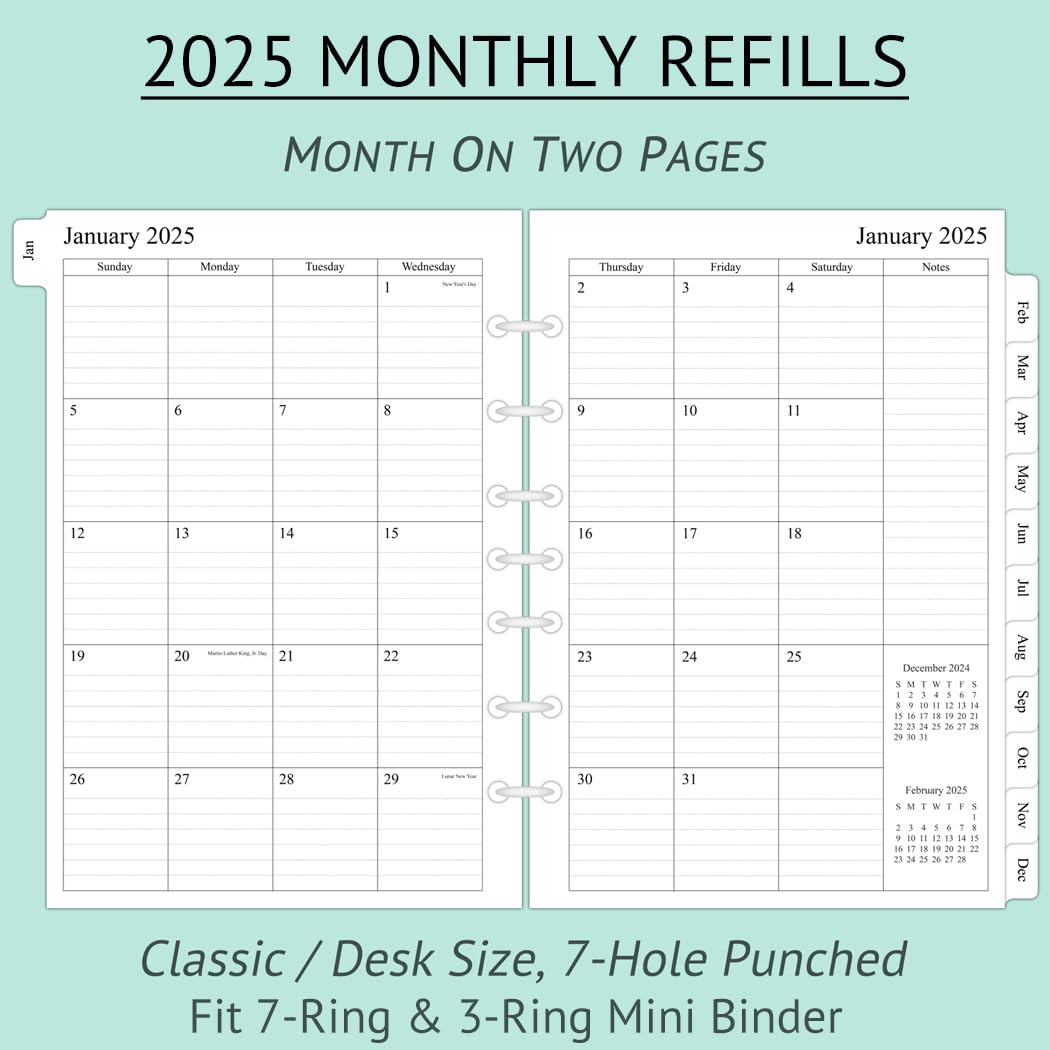 Newestor 2025 Monthly Planner Refills 5.5