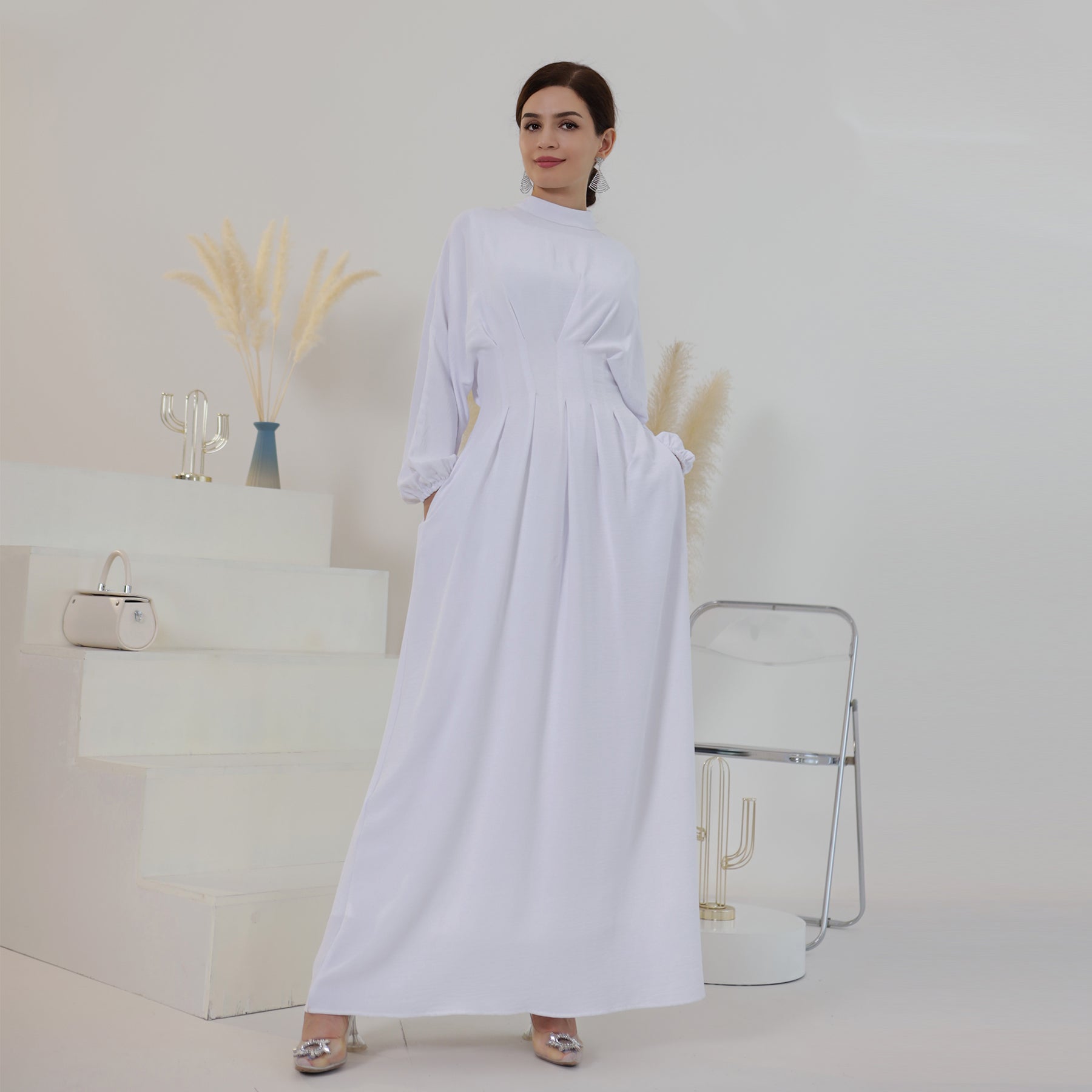 Daniella Women's White Maxi Dress - Elegant Long Flowy Summer Dress for Beach, Wedding, and Party Occasions