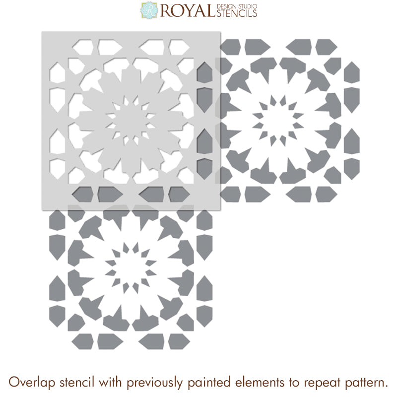 Marhaba Moroccan Tile Stencil - Reusable DIY Home Decor Stencil for Walls, Floors & Furniture | Perfect for Arabic, Mediterranean & Boho Style Home Projects
