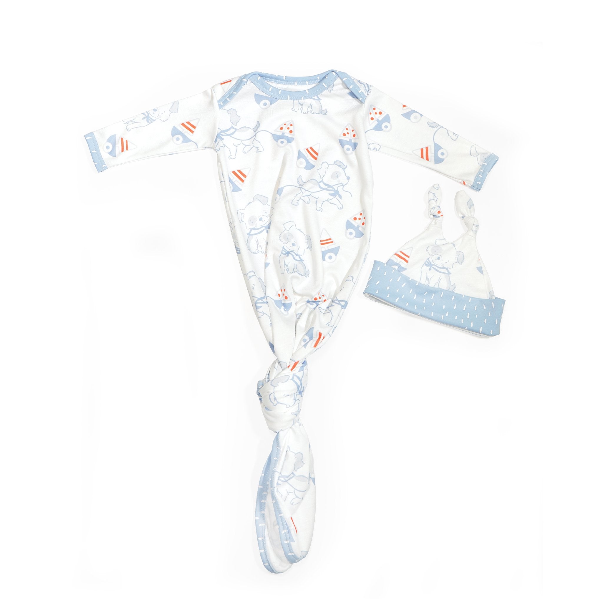 Newborn Ahoy Knotty Gown and Hat Set - Baby Nautical Outfit for Boys & Girls - Perfect for Photoshoots, Christenings & First Birthday Parties