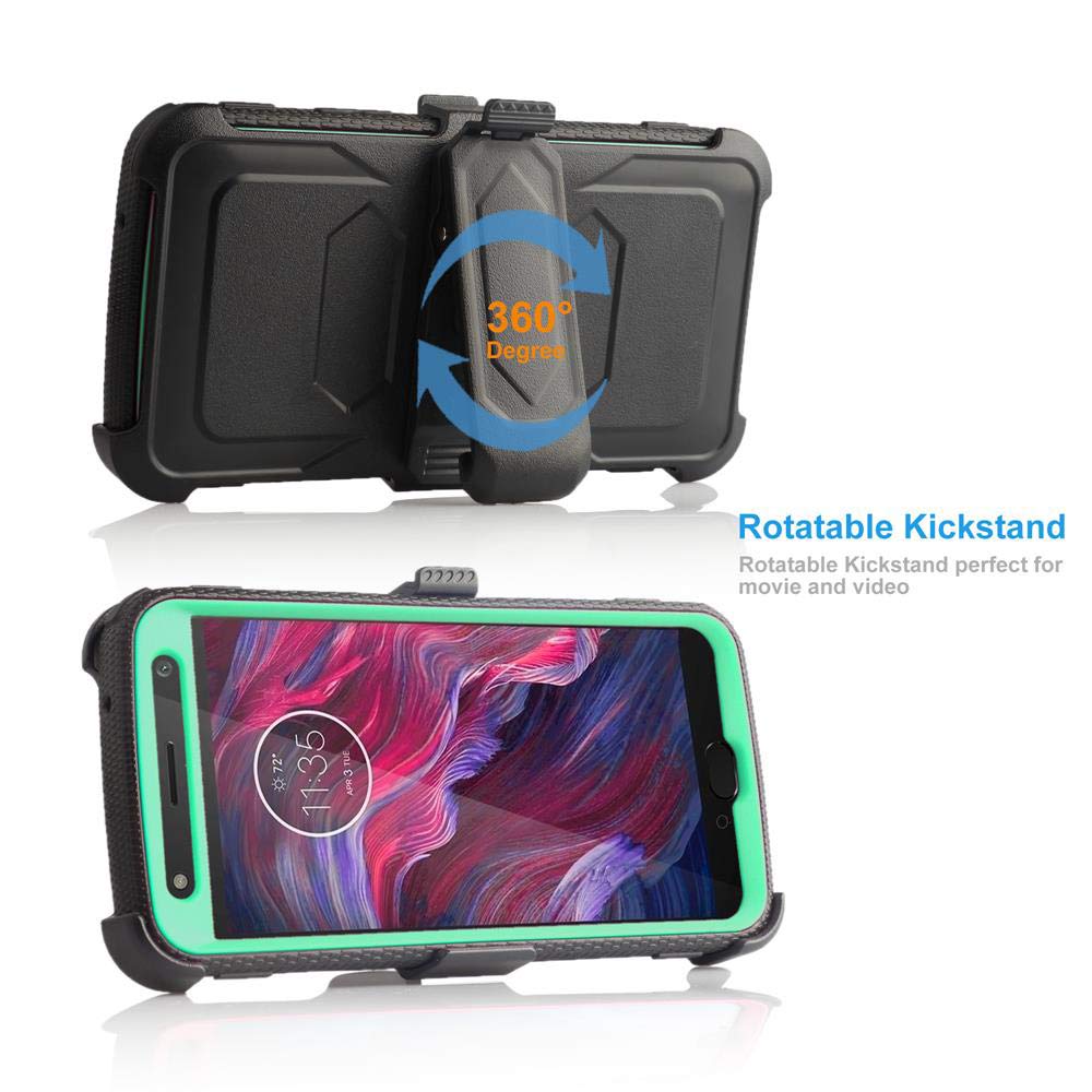 Samsung Galaxy J7 (2018) Phone Case with Built-in Screen Protector, 360° Protection, Kickstand & Holster Clip - Teal - Perfect for Work, Travel & Outdoor Activities
