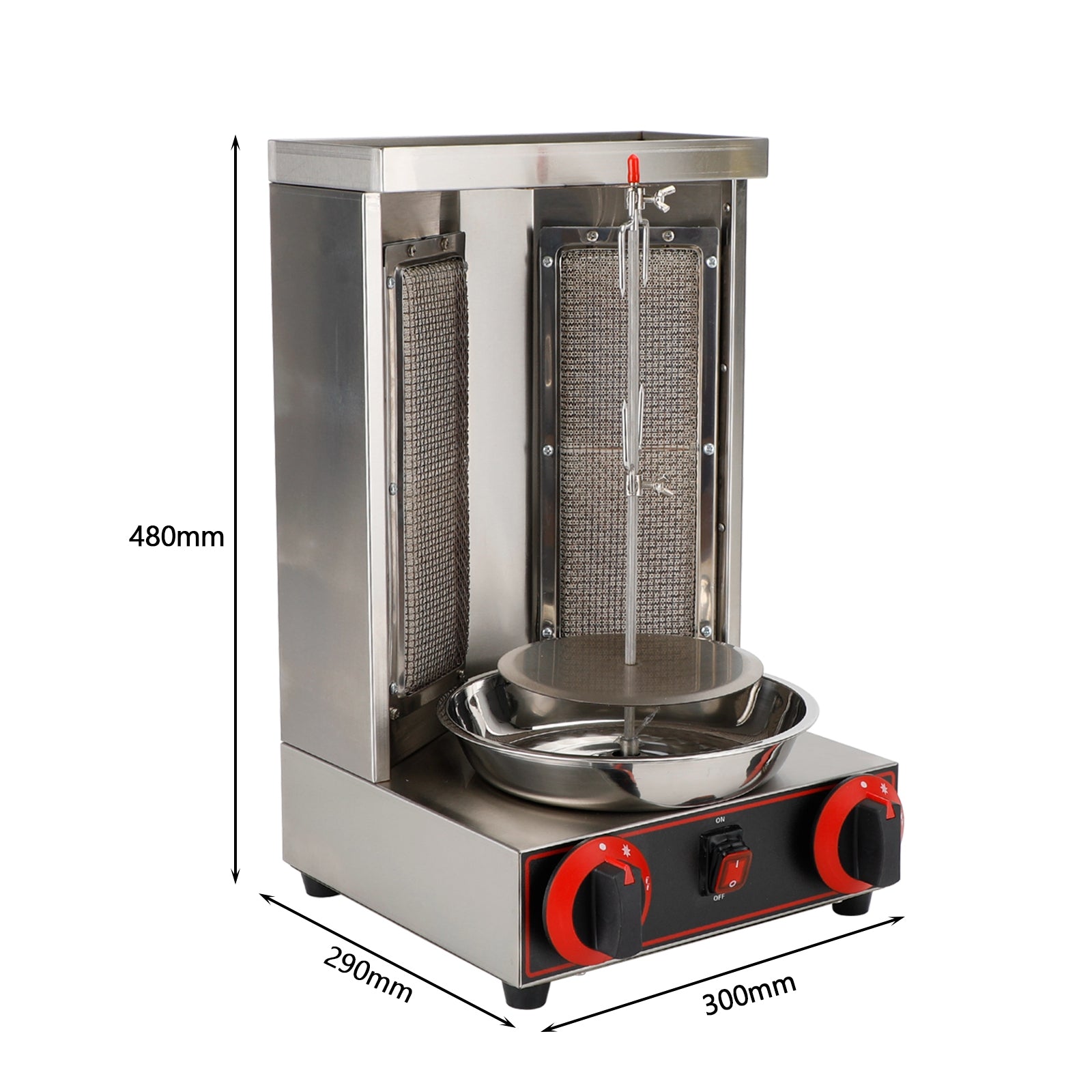 110V Commercial Spinning Doner Kebab Grill Machine - Gas Vertical Broiler Shawarma Rotisserie for Restaurant & Food Truck - Perfect for Gyro, Kebabs & Middle Eastern Cuisine