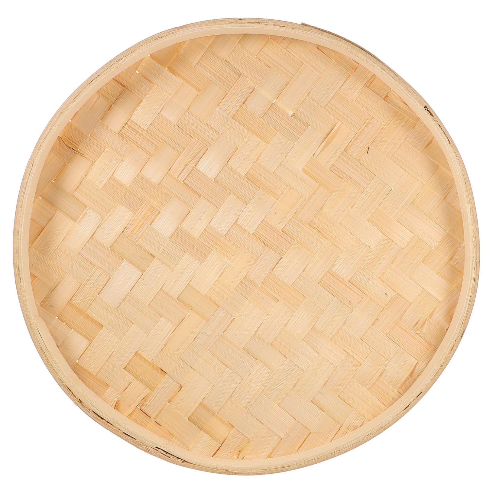 Exceart Round Bamboo Serving Tray - Wooden Cheese Plate with Rattan Hoops for Charcuterie, Appetizers & Food Display - Perfect for Entertaining, Weddings, Picnics & Home Decor
