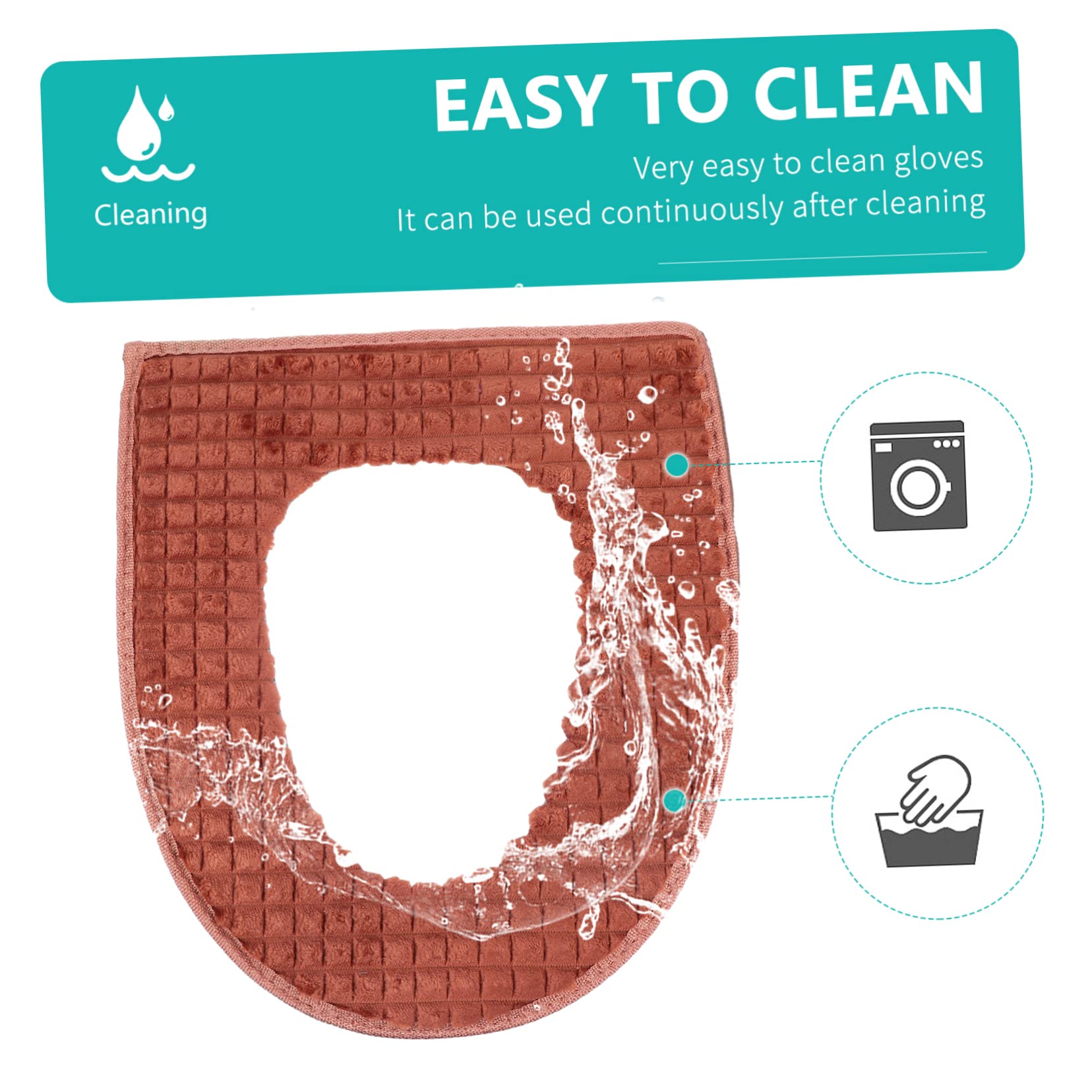 EXCEART Heated Toilet Seat Cover - Soft Flannel Warmer Pad with Zipper for Elongated Toilet | Winter Bathroom Comfort | Home & RV Use