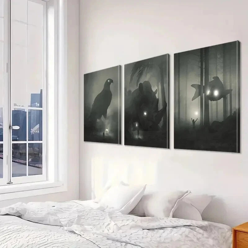 3pcs Mystical Forest & Eagle Wall Art Set - Framed Canvas Prints 40x60cm - High Quality Australian Made Wall Decor - Perfect for Living Room, Bedroom & Office Decor