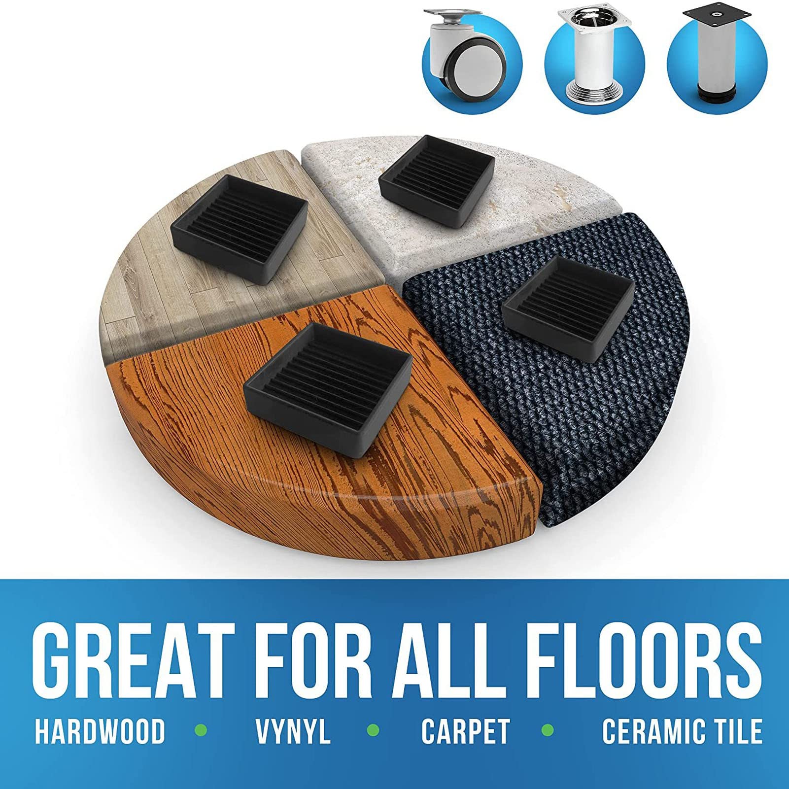 Non-Slip Furniture Rubber Pads - 8-Piece Anti-Vibration Pads for Bed Risers, Washing Machine Feet & Furniture Protection | Heavy Duty Stabilizer Mat for Home Appliances & Furniture | Perfect for Noise Reduction & Floor Protection