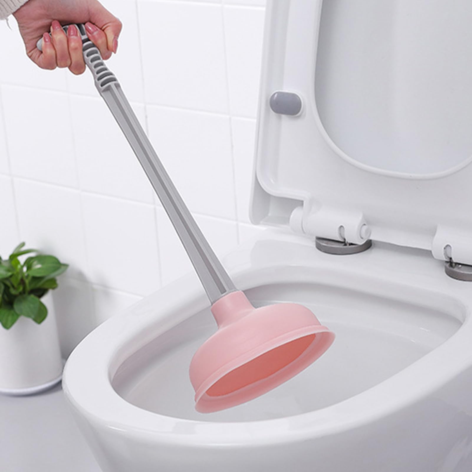 **Heavy-Duty Rubber Plastic Toilet Plunger with Strong Suction - Bathroom, Kitchen, Shower Drain Clog Remover - Commercial & Home Use (Pink) - Ideal for Bathrooms, Kitchens, and Commercial Spaces**