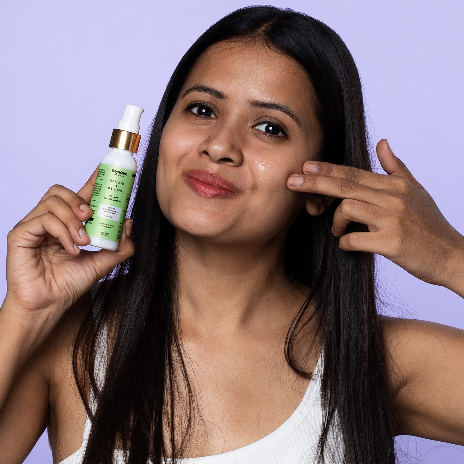 Rejusure AHA 0.5% + BHA 0.5% Facial Moisturizer for Acne Prone Skin - Oil Free Face Cream with Salicylic Acid & Glycolic Acid - Gentle Exfoliating Moisturizer for Women & Men - 50ml - Perfect for Daily Skincare Routine & Acne Treatment