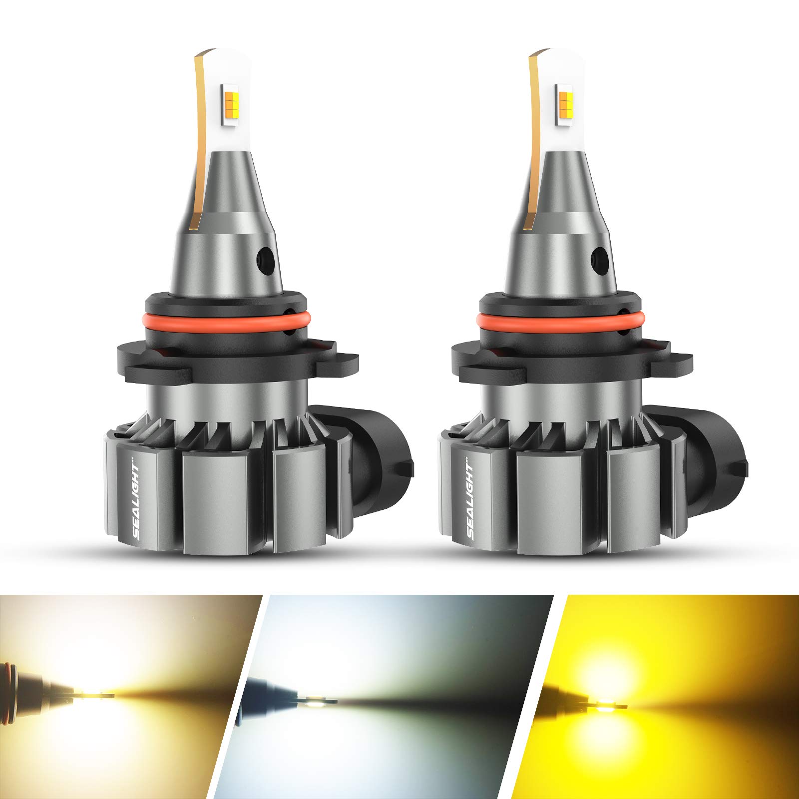 SEALIGHT 9006 HB4 LED Fog Light Bulbs - 5000 Lumens, 3 Colors (7100K Cool White, 3000K Yellow, 4000K Warm Yellow) - Switchback DRL Fog Lights Replacement for Cars, Trucks, SUVs - Pack of 2 - Perfect for Night Driving, Foggy Conditions & Off-Road Adventures