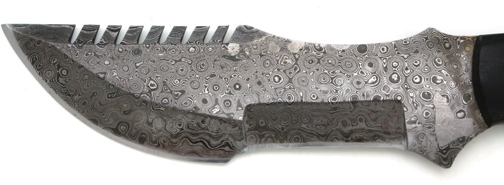 Wild Turkey Damascus Steel Hunting Knife with Leather Sheath for Camping Fishing