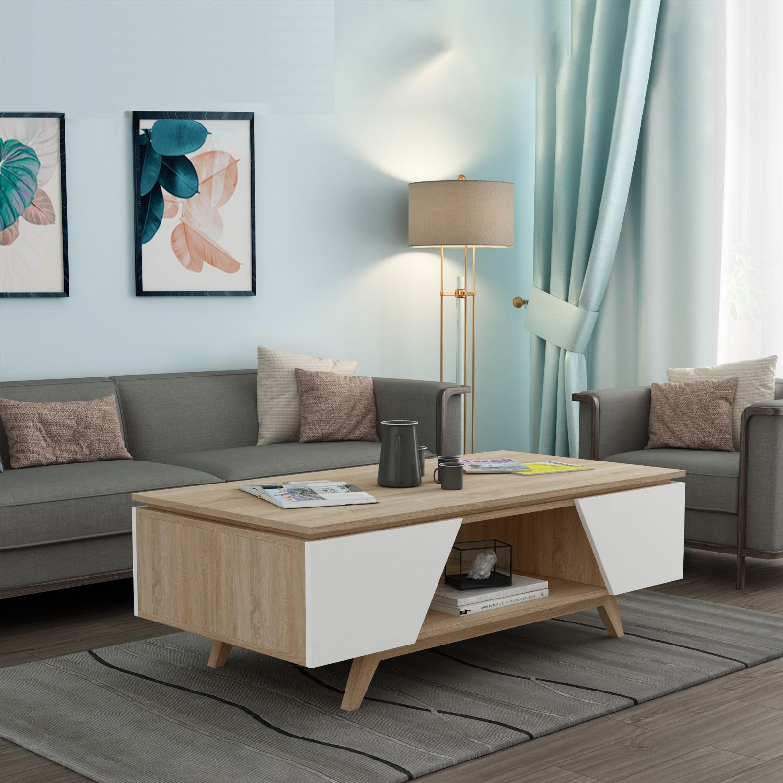 NORDIC 1200 Modern Oak Coffee Table by Criterion - Perfect for Living Room, Lounge & Office Spaces