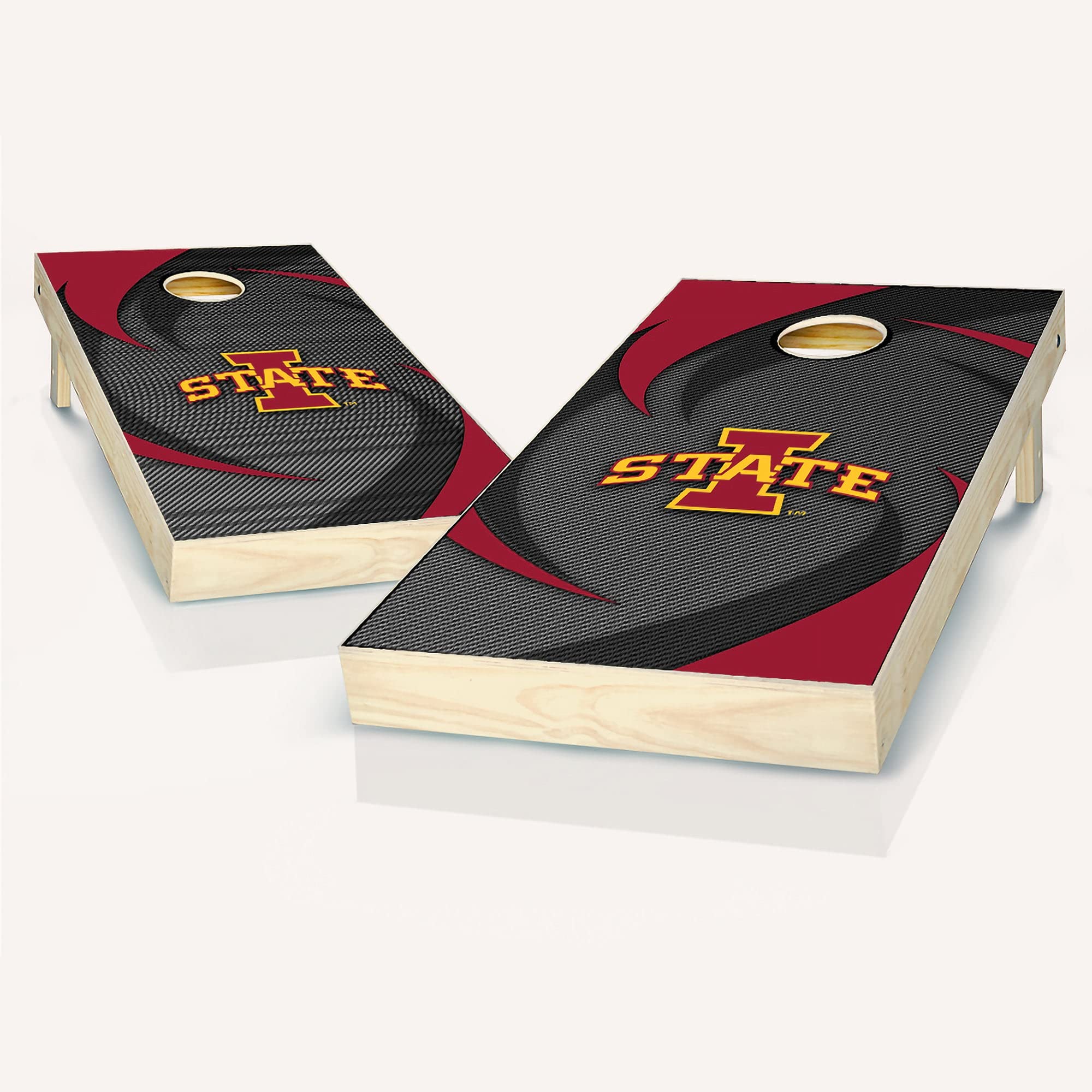 Iowa State Swoosh Cornhole Game Set - 2 Premium Wooden Cornhole Boards with 8 Bean Bags | Outdoor Lawn Games, Tailgate Parties, Backyard BBQ & College Sports Events