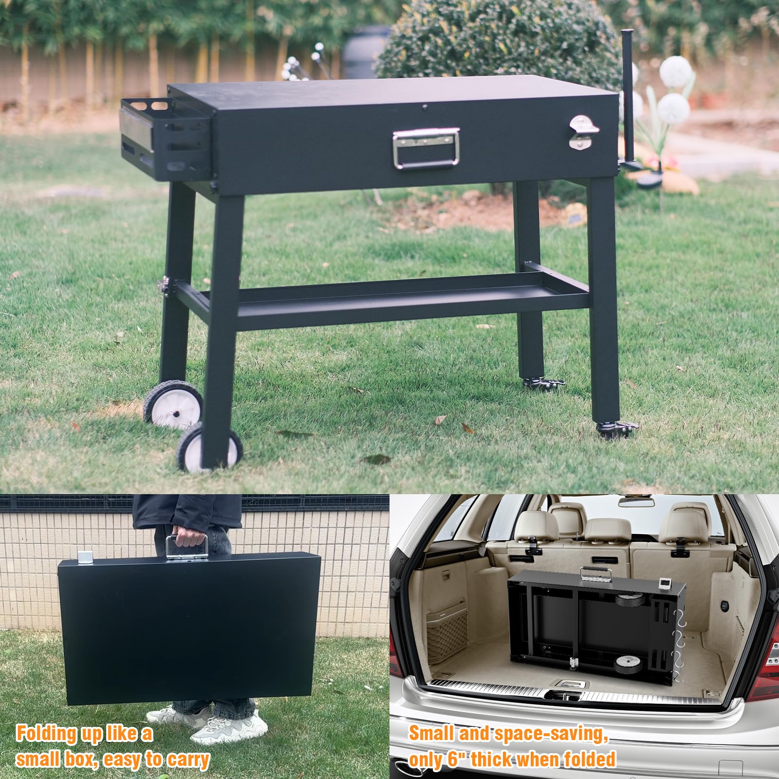 Portable Outdoor Grill Table Cart for Ninja Woodfire OG701 Series | Folding Camping Grill Stand for Blackstone 17