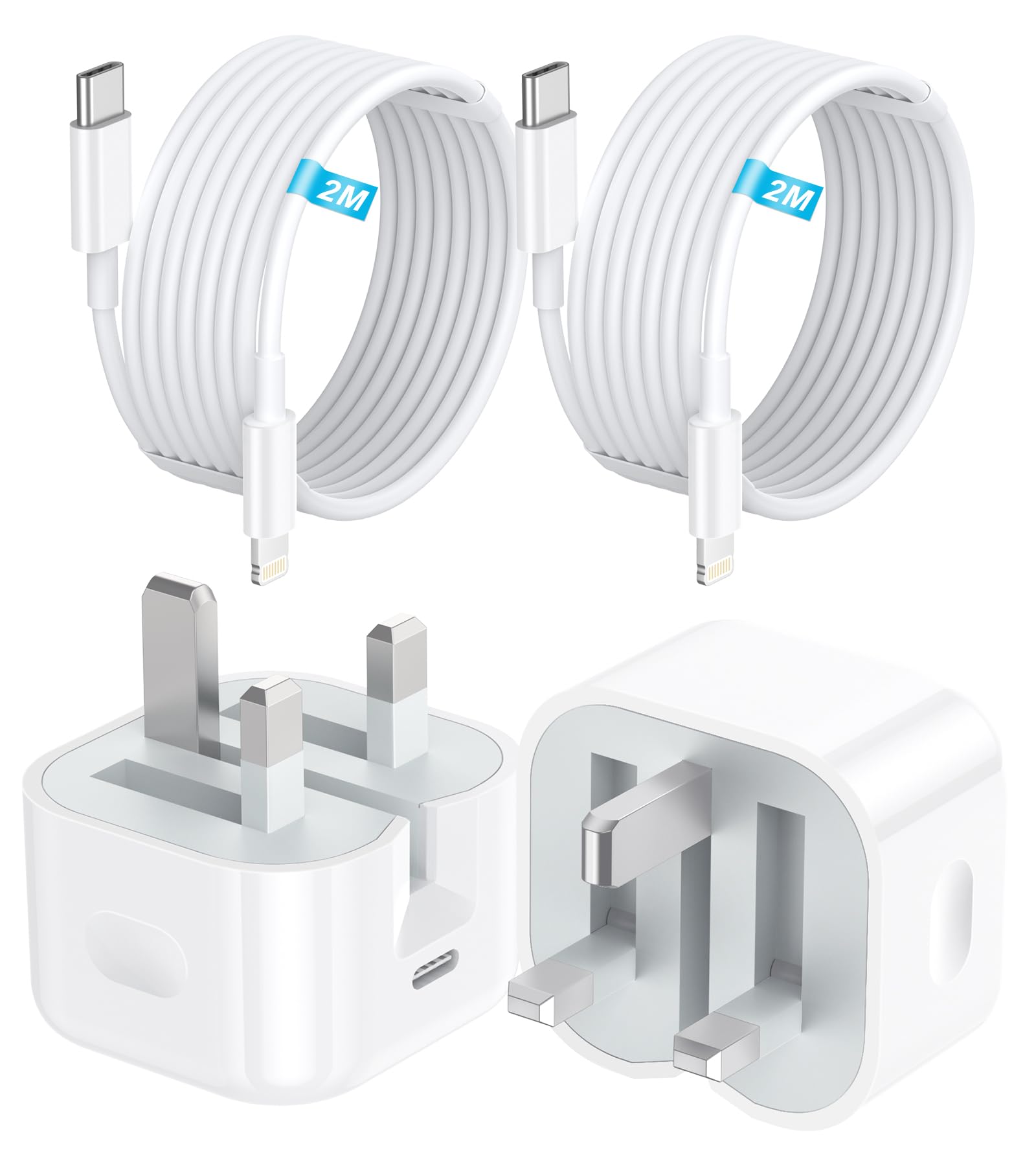 Nebwoak 20W Fast Charger with 6FT USB C Cable - Apple MFI Certified (2 Pack) - Compatible with iPhone 16/15/14/13/12/11 Pro/Pro Max/X/SE/8 - Perfect for Home, Office & Travel Charging