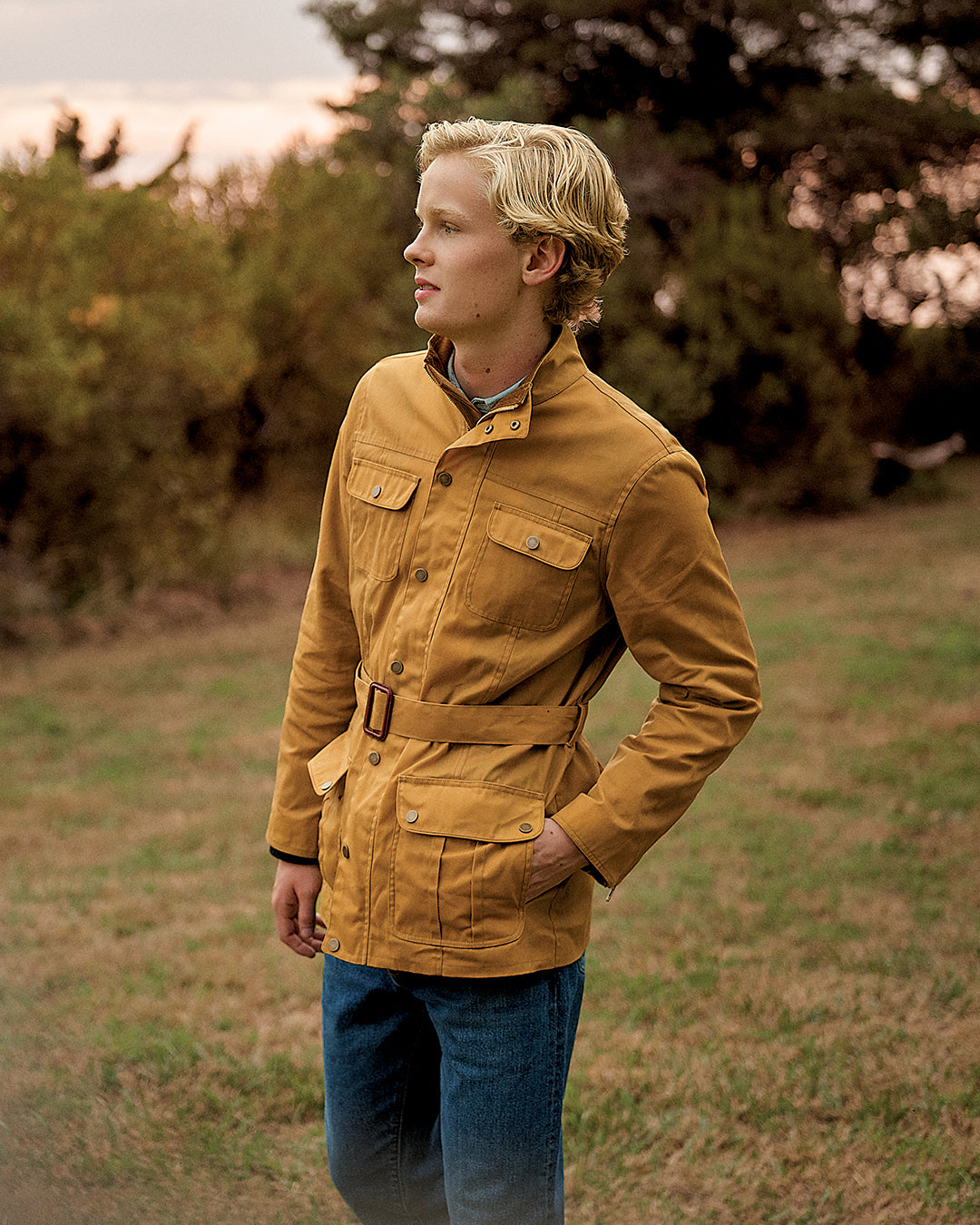 Aberdeen Waxed Canvas Jacket in Goldenrod - Durable Water-Resistant Outdoor Coat for Hiking, Camping & Fall Fashion