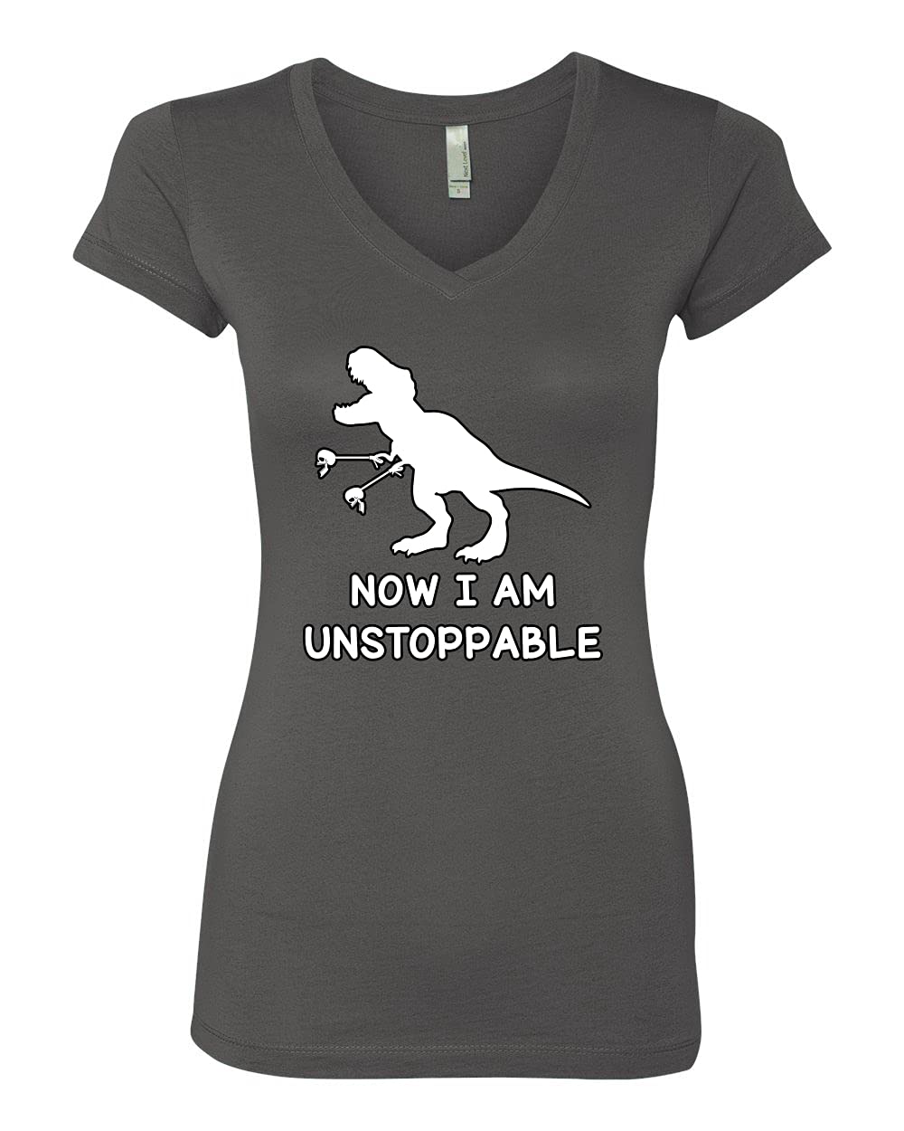 Unstoppable T-Rex Funny Pop Culture Women's Junior Fit V-Neck T-Shirt - Perfect for Casual Wear, Gifts & Dinosaur Lovers