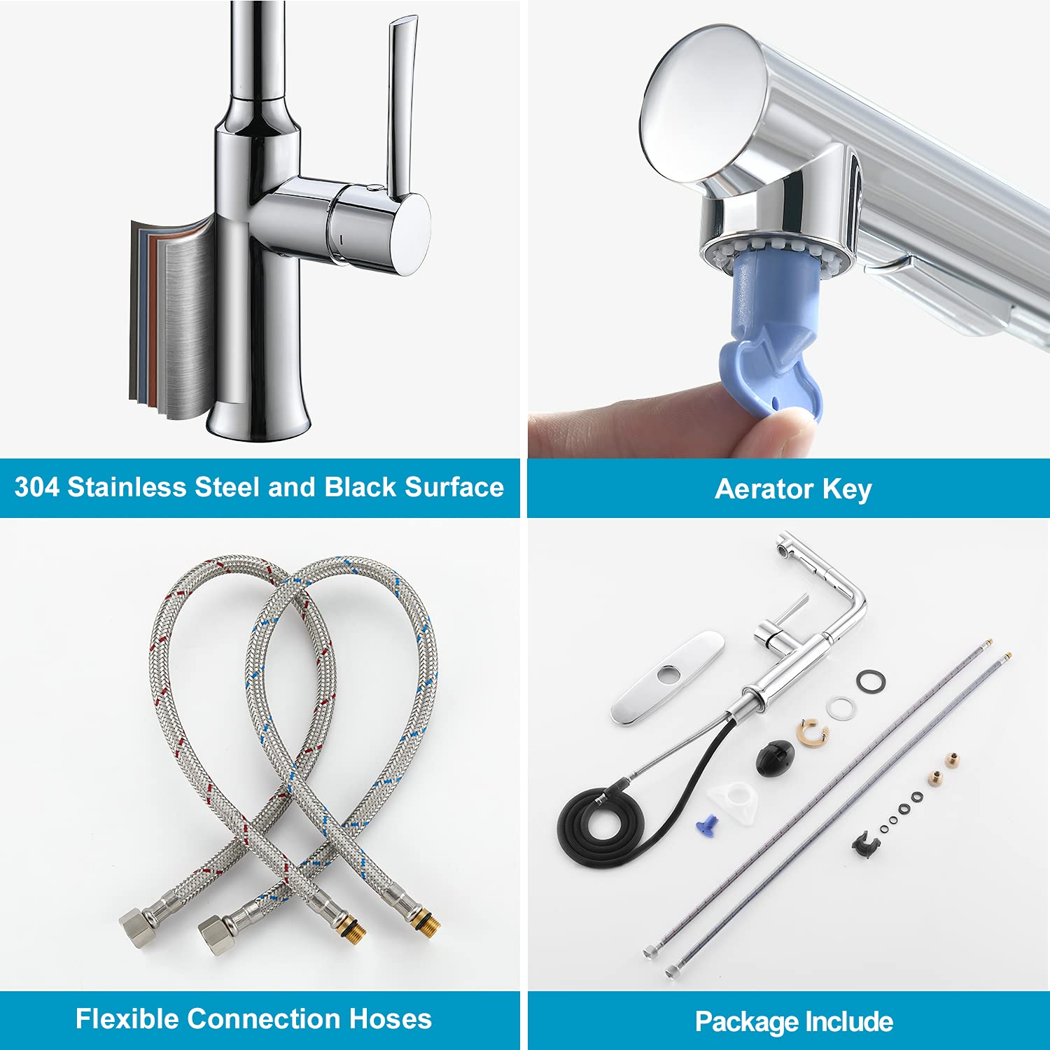CREA Bar Sink Faucet - Pull Down Sprayer Kitchen Faucet with Magnetic Docking, Compact RV & Camper Faucet in Chrome Finish - Perfect for Small Kitchens, Laundry Rooms, Outdoor Bars & Tiny Homes