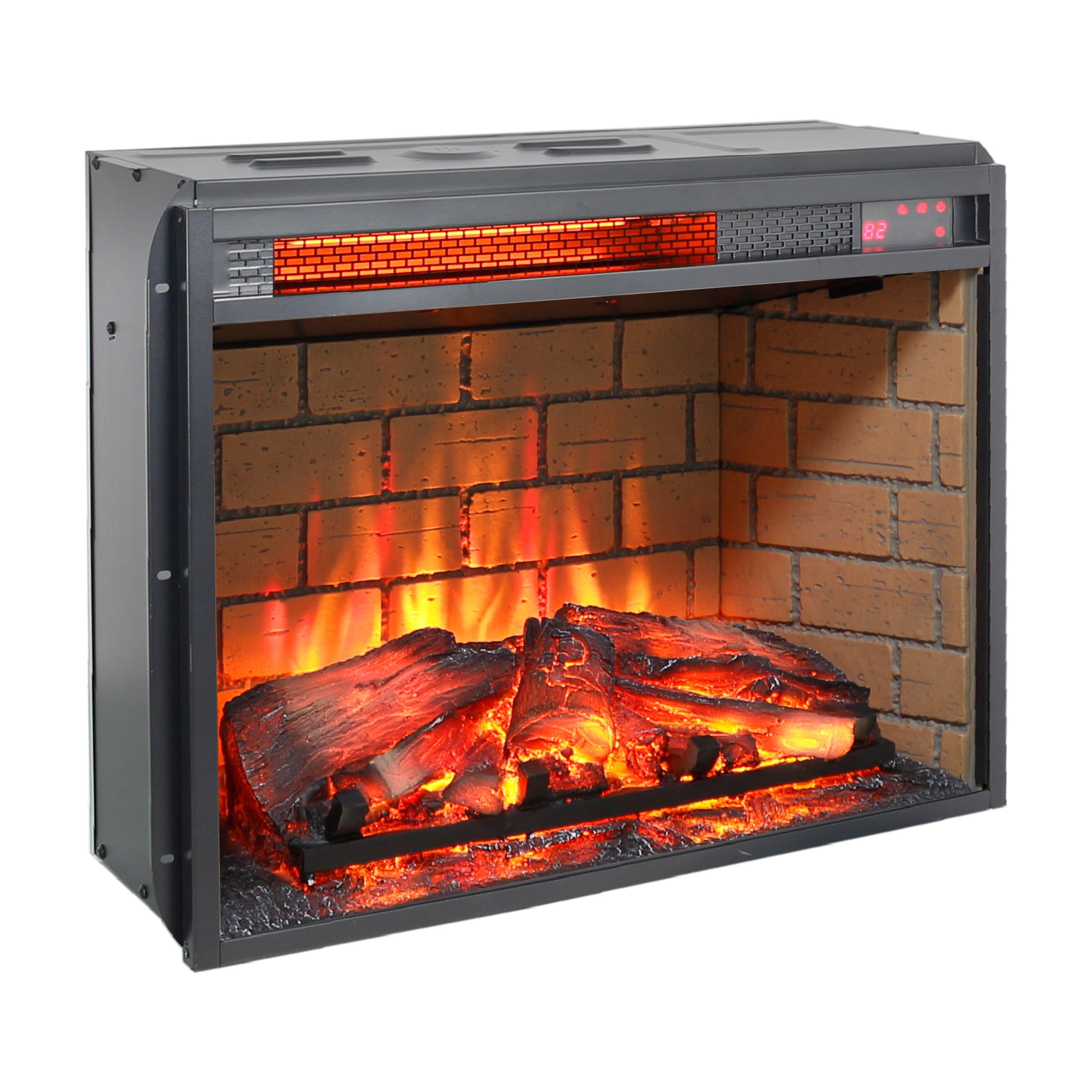 23 Inch Infrared Quartz Electric Fireplace Insert - Realistic Flame Effect, Remote Control - Perfect for Living Rooms, Bedrooms & Offices
