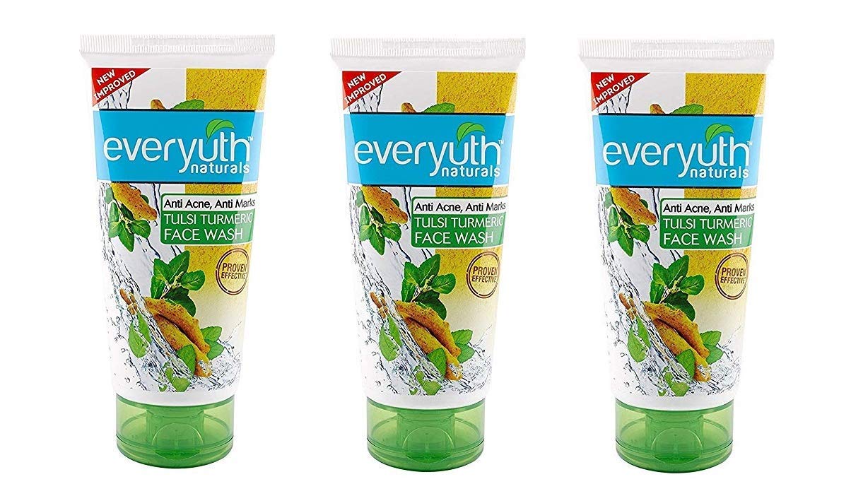 Everyuth Tulsi Turmeric Face Wash 50g - Buy 2 Get 1 Free | Natural Glow & Brightening Facial Cleanser for Acne & Oily Skin | Daily Skincare Routine