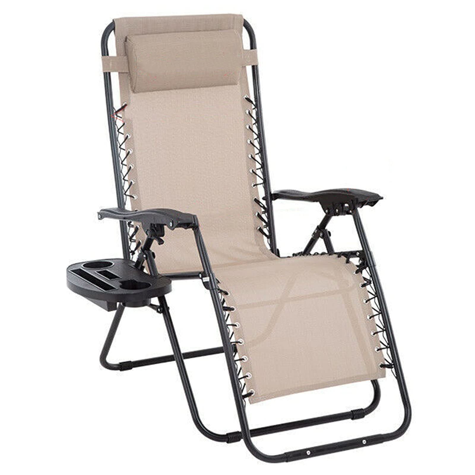 GXP Zero Gravity Chair - Foldable Reclining Lounge Chair for Outdoor, Patio, Pool & Beach - 1 Pack Tan Relaxing Lawn Chair - Perfect for Sunbathing, Camping & Backyard Relaxation
