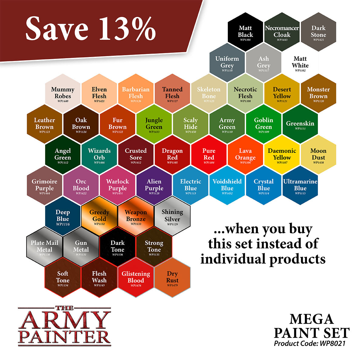 Warpaints: Mega Paint Set for Miniature Models - Premium Acrylic Paints for War Gaming, Tabletop RPG & DIY Crafts