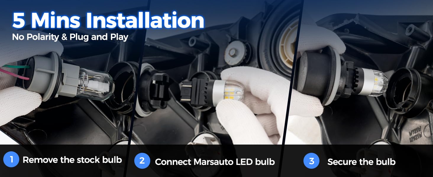Marsauto 7440 7443 LED Bulbs Reverse Lights - 300% Brighter 7441 7444 W21W T20 LED Lamps for Brake/Turn Signal/Tail Lights (6000K Xenon White, 2-Pack) - Perfect for Car, Truck, SUV & Motorcycle Lighting Upgrades