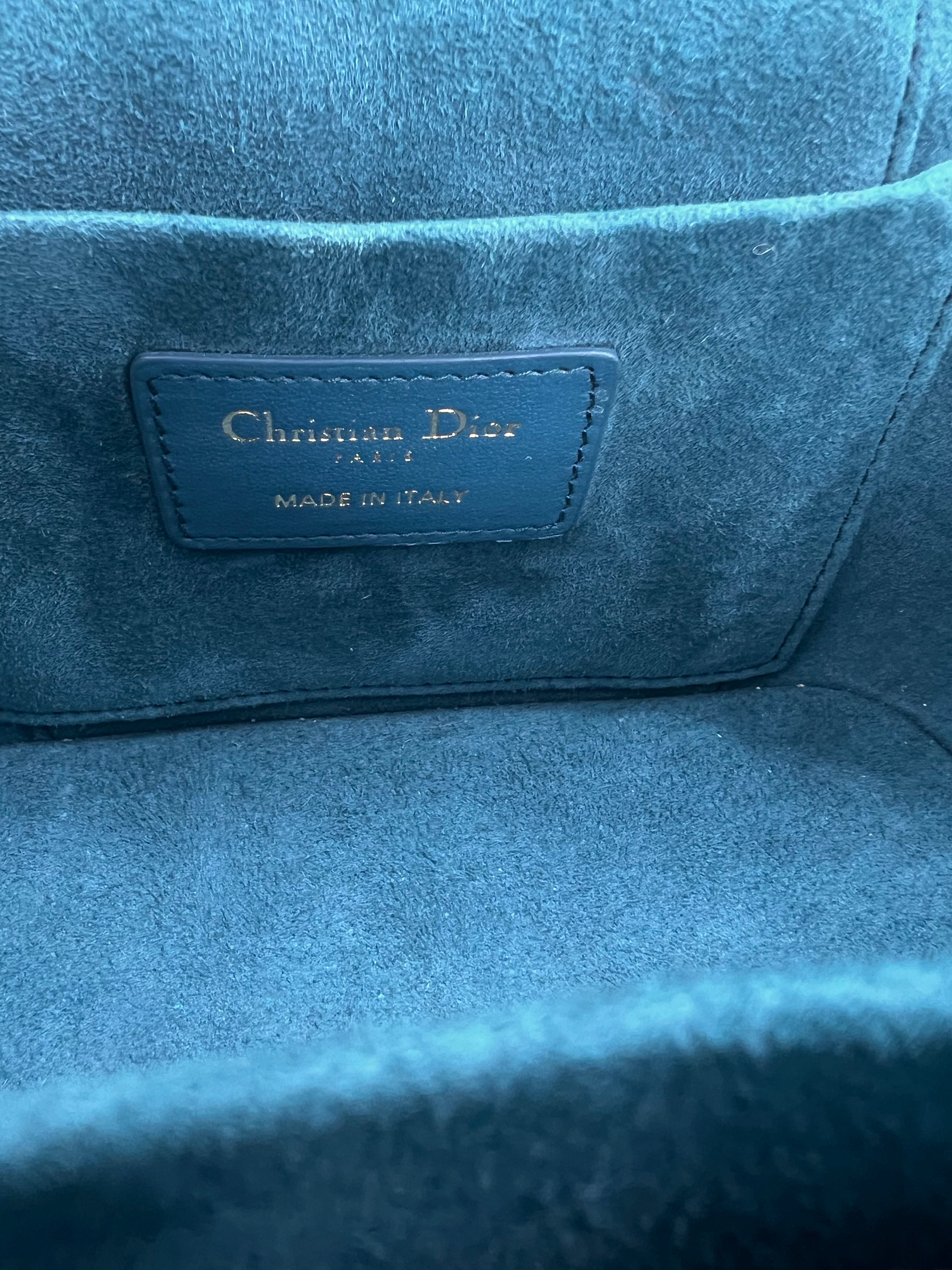 Dior Teal Lambskin Small Cannage Diortravel Vanity Case - Luxury Leather Makeup Bag for Women, Travel Cosmetic Organizer (Perfect for Vacation, Bridal Shower & Everyday Use)