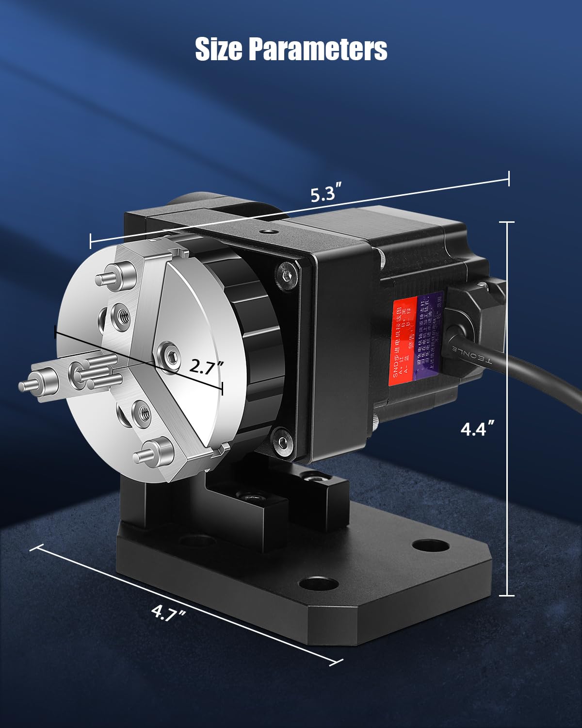 FAHKNS D69 Rotary Chuck Axis for Laser Marking Machines & Fiber Laser Engravers - Precision Rotary Chuck Attachment for Rings, Bracelets, Bearings & Small Hardware - Perfect for Jewelry Making, Industrial Marking & DIY Engraving Projects