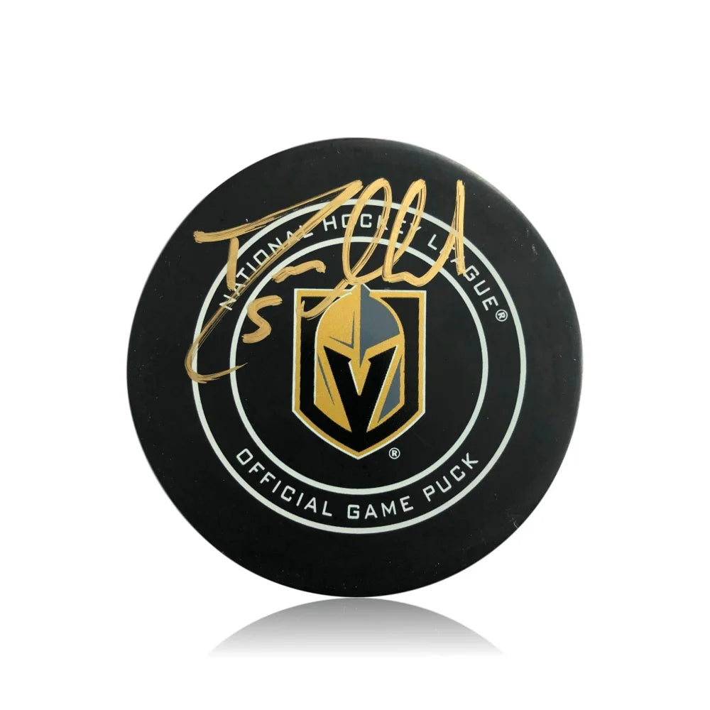 Deryk Engelland Autographed Vegas Golden Knights Authentic NHL On-Ice Hockey Puck with Beckett COA - Perfect for Hockey Memorabilia Collections and Vegas Golden Knights Fans