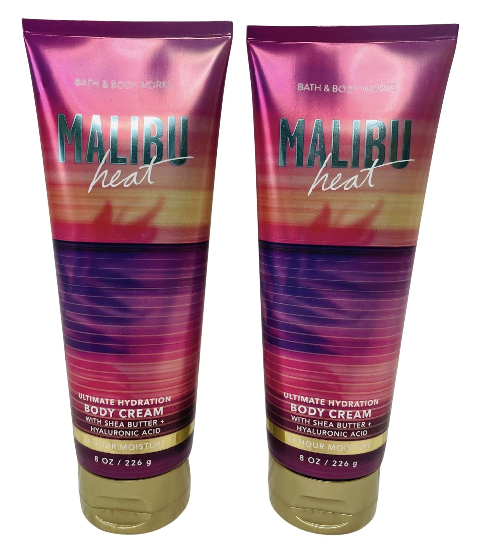 Bath & Body Works Malibu Heat Ultimate Hydration Body Cream - 8 oz (Pack of 2) | Deep Moisturizing Lotion for Dry Skin, Summer Hydration, Beach Vacation Essential