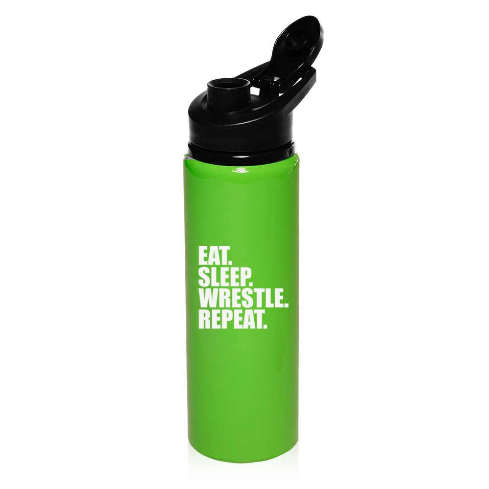 25 oz Aluminum Sports Water Bottle - Insulated, Leak-Proof for Gym, Hiking & Travel | Eat Sleep Wrestle Repeat Design | Perfect for Athletes & Outdoor Adventures