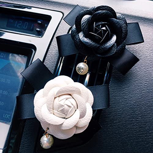 White and Black Leather Rose