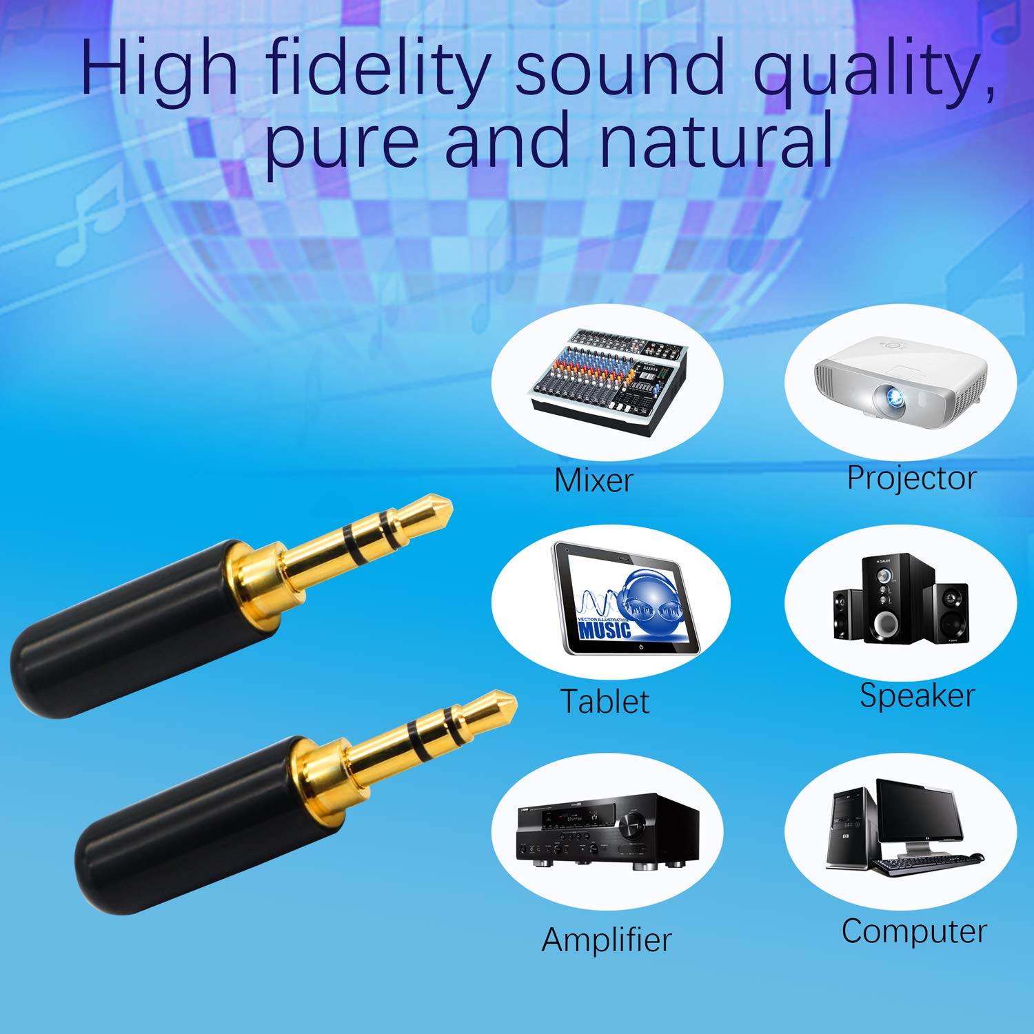 PNGKNYOCN 3.5mm Audio Jack Plug - Gold Plated Stereo Headphone Connector for DIY Repair & Replacement (2-Pack) | Perfect for Fixing Headphones, Speakers & Audio Devices