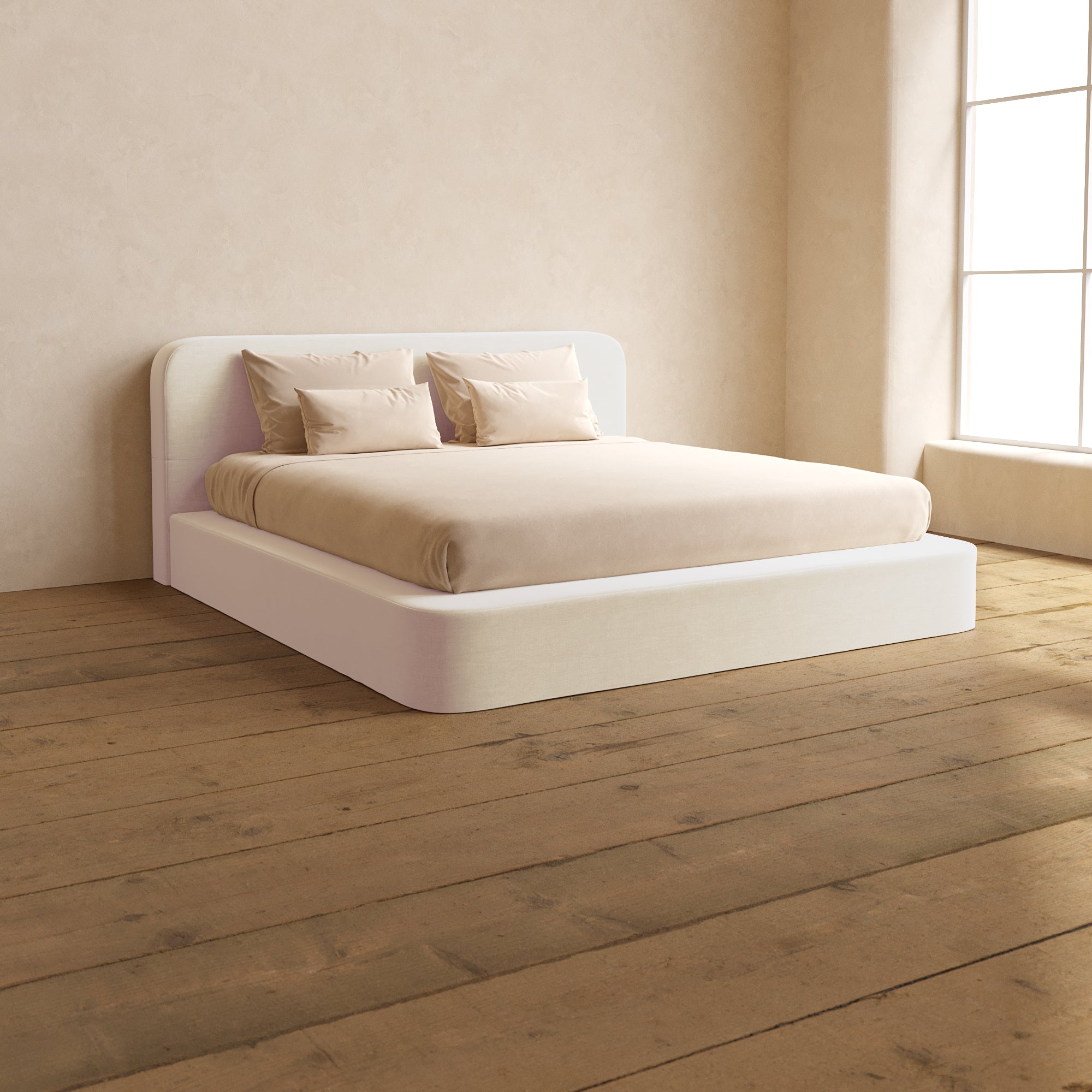 King Size Upholstered Platform Bed with Headboard - Modern Velvet Bed Frame in Cocoa Brown | Luxury Bedroom Furniture for Master Suite, Guest Room & Apartment