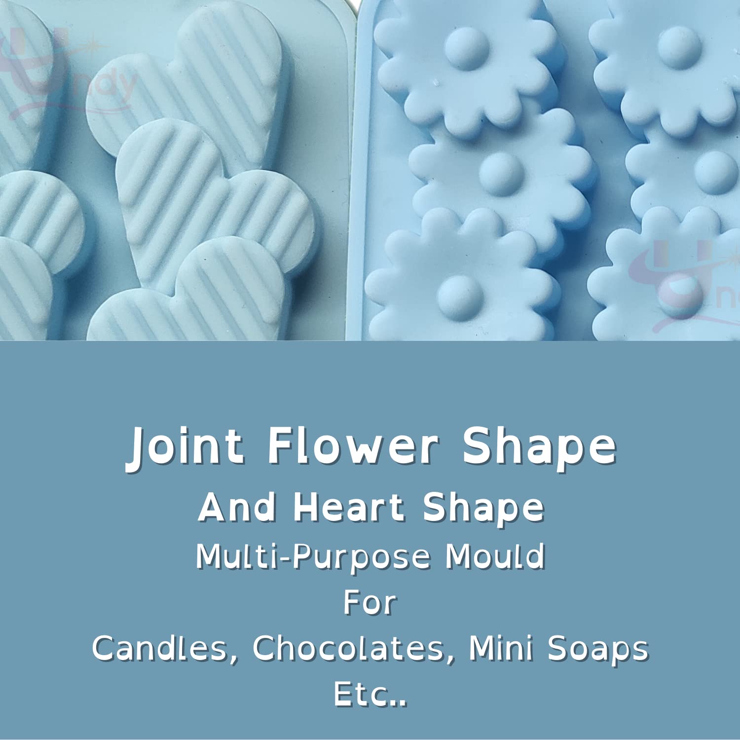 Premium 2-Cavity Flower & Heart Stripe Silicone Candle Molds - Multi-Purpose DIY Molds for Candles, Chocolate, Resin & Soap Making (4.5
