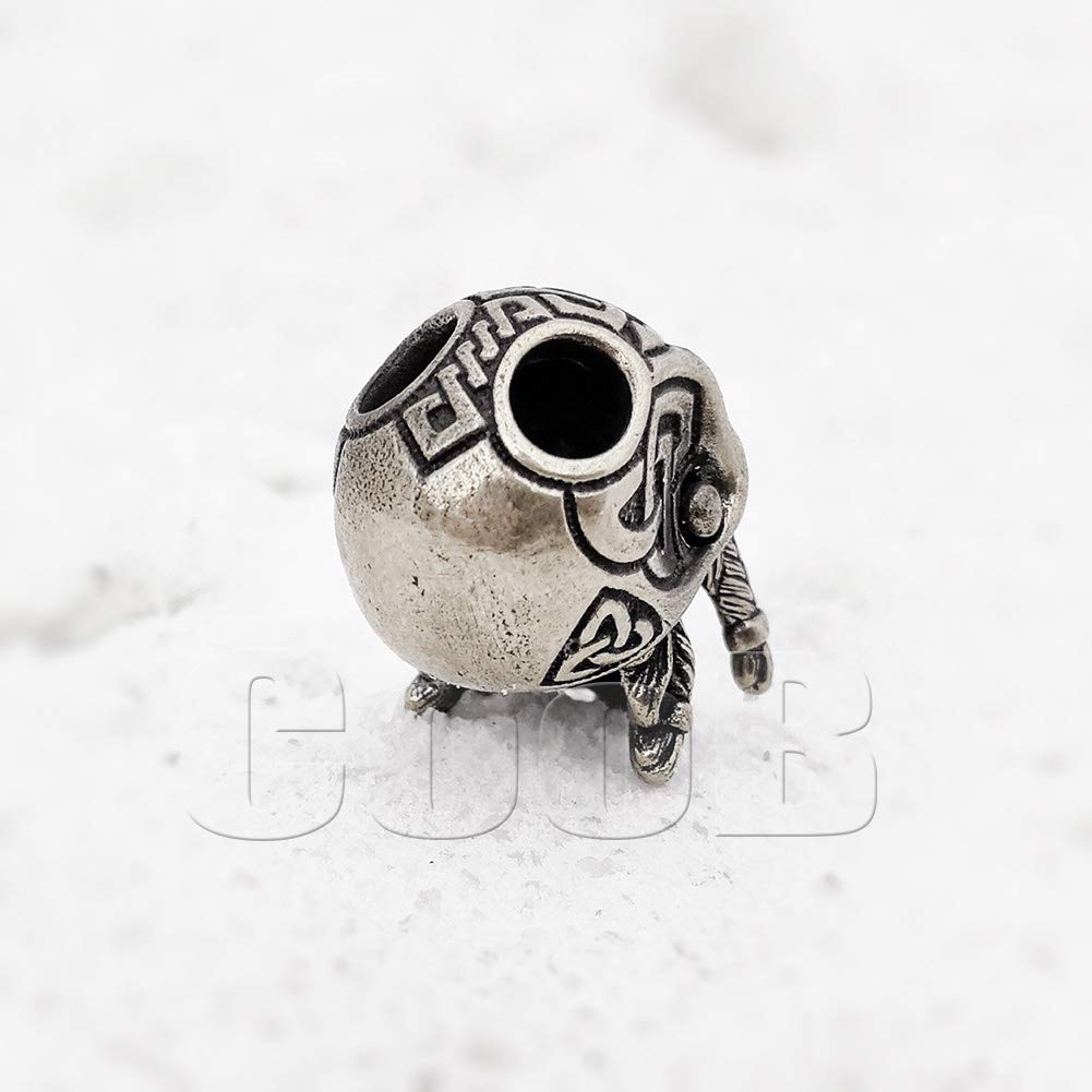 EDC Paracord Bead - Celtic Skull Warrior Charm for Knives & Lanyards (Silver) - Outdoor Gear Accessory